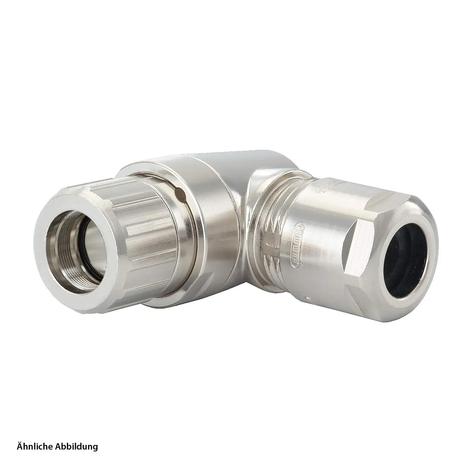 Produktfoto 1 von A712-7S30300000 HUMMEL M12 Power Kabelsteckverbinder für Buchseneinsatz gewinkelt Kabelabgang seitlich, Klemmbereich 3,0mm - 6,0mm Farbe silber