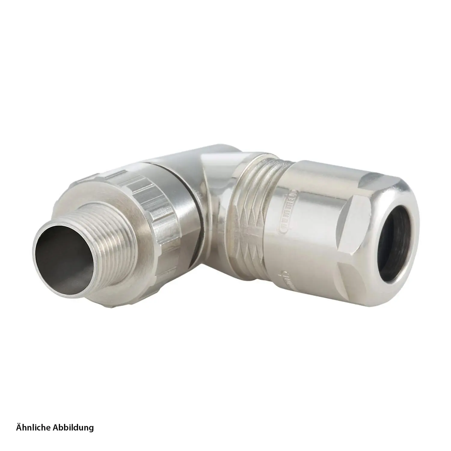 Produktfoto 1 von A712-7K31300000 HUMMEL M12 Power Kupplungssteckverbinder für Stifteneinsatz gewinkelt Kabelabgang seitlich, Klemmbereich 3,0mm - 6,0mm Farbe silber