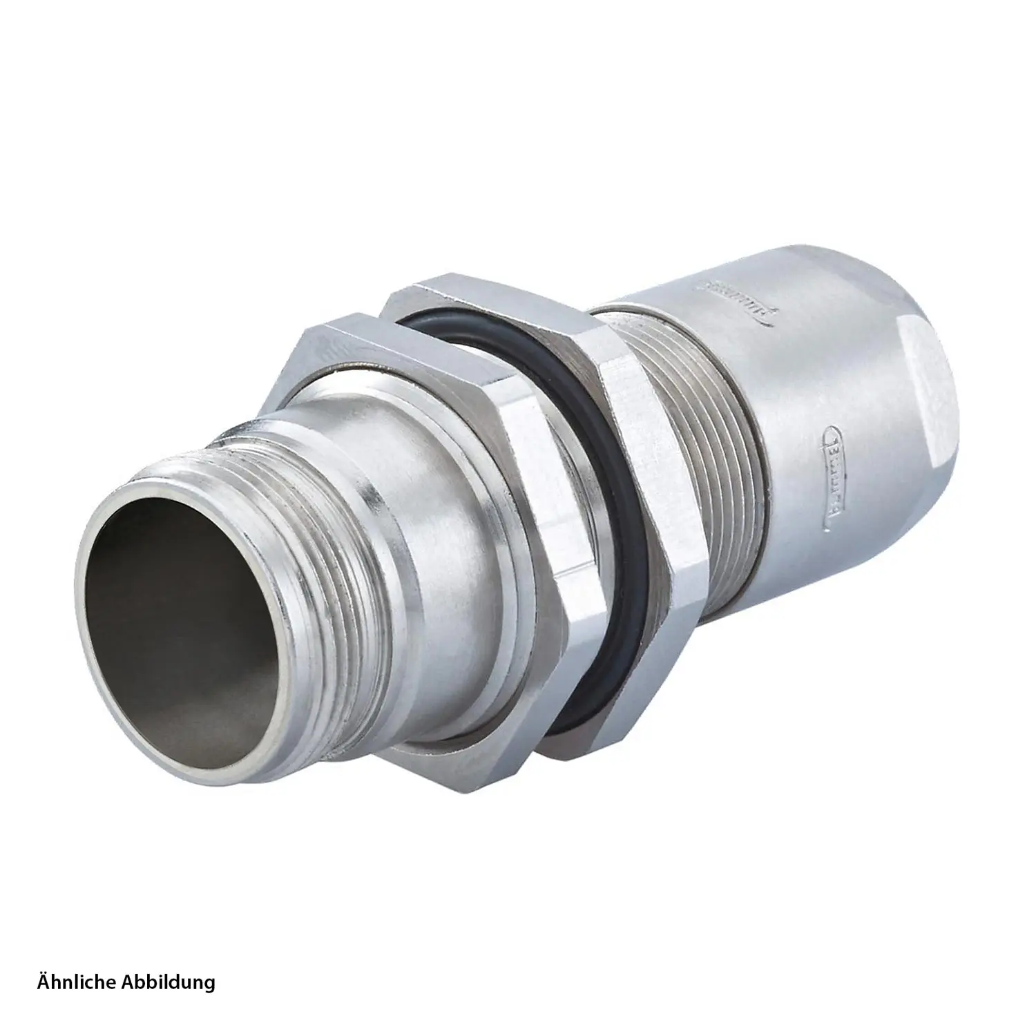 Produktfoto 1 von 7852300000 HUMMEL M16 Wanddurchführung Kupplung gerade mit Gegenmutter Hinterwand, Kabelabgang gerade, Klemmbereich 2,0mm - 7,0mm Farbe silber
