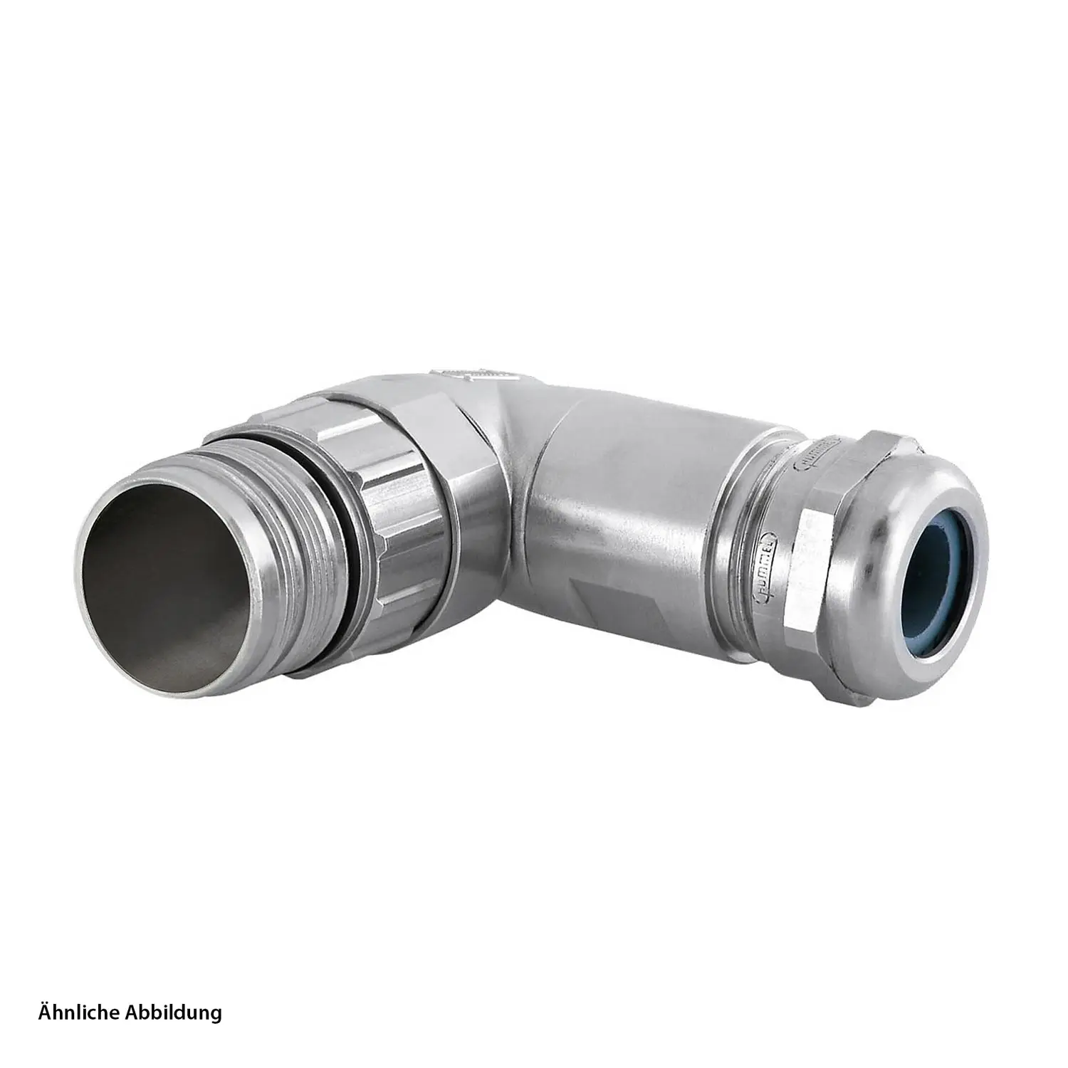 Produktfoto 1 von 7580600000 HUMMEL M23 Leistung Kupplungssteckverbinder gewinkelt Klemmbereich 10,0mm - 14,0mm Farbe silber