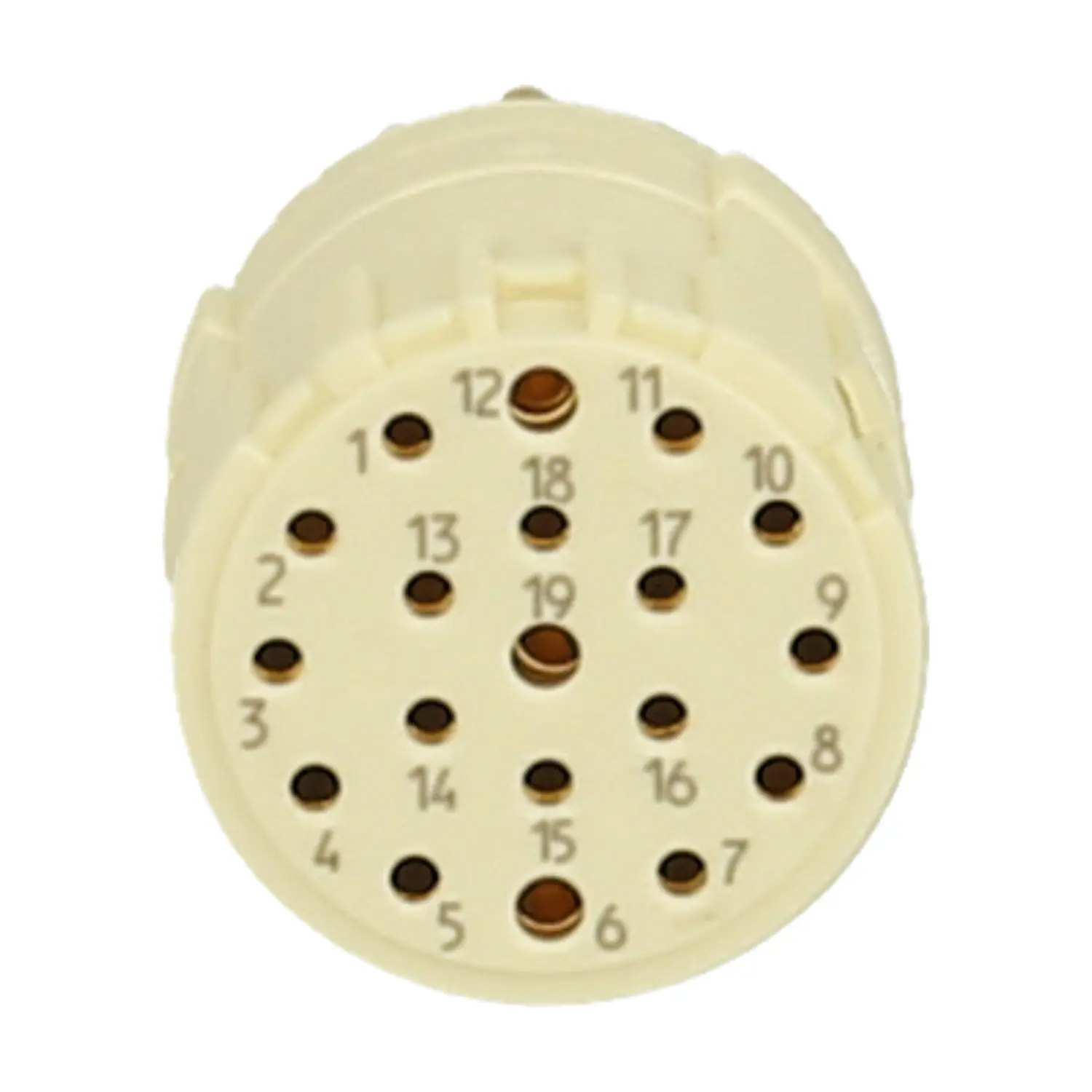 Produktfoto 1 von 7001919108 HUMMEL M23 Signal Einlöt-Kontakteinsatz Buchse Einlötanschluss, Polzahl 19-polig 100V Steuerkontakt 100V, 10A/8A, Farbe weiß