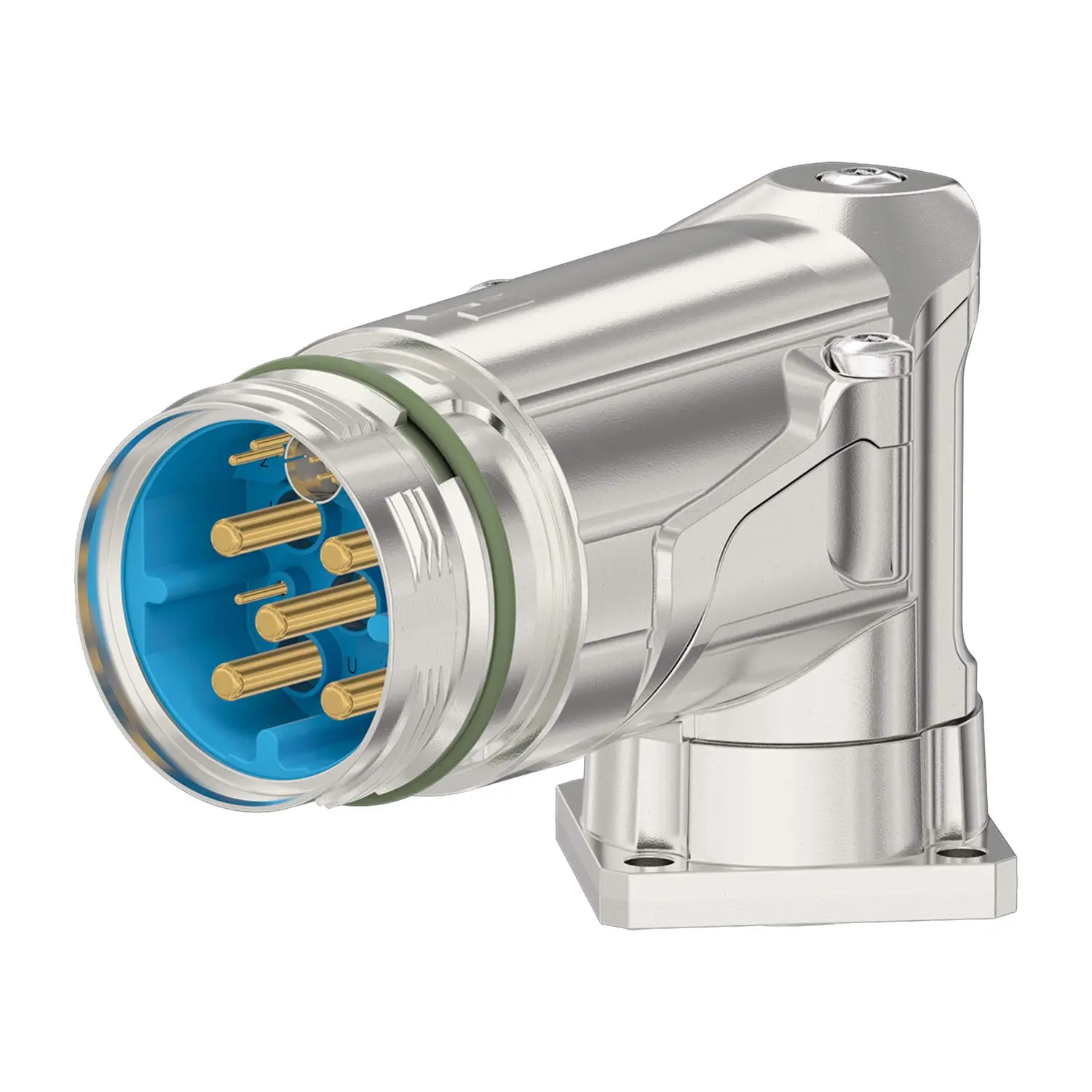 Produktfoto 1 von 774906600S HUMMEL M40 Hybrid Gerätesteckverbinder gewinkelt Stift drehbar um 330 Grad Crimpanschluss, Polzahl 4+6+PE Vorderwand