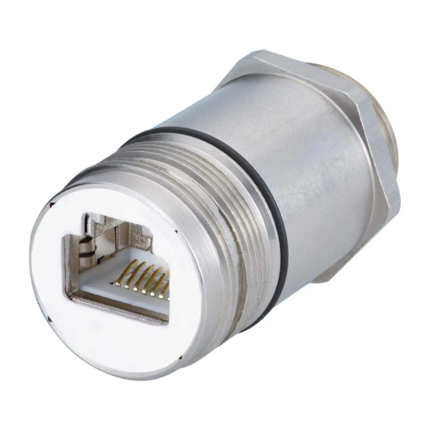 7R42008000 HUMMEL M23 RJ45 Gerätesteckverbinder Stift gerade, 8-polig, Koppler Buchse / Buchse Kategorie Cat. 6A / Klasse EA bis 500 MHz