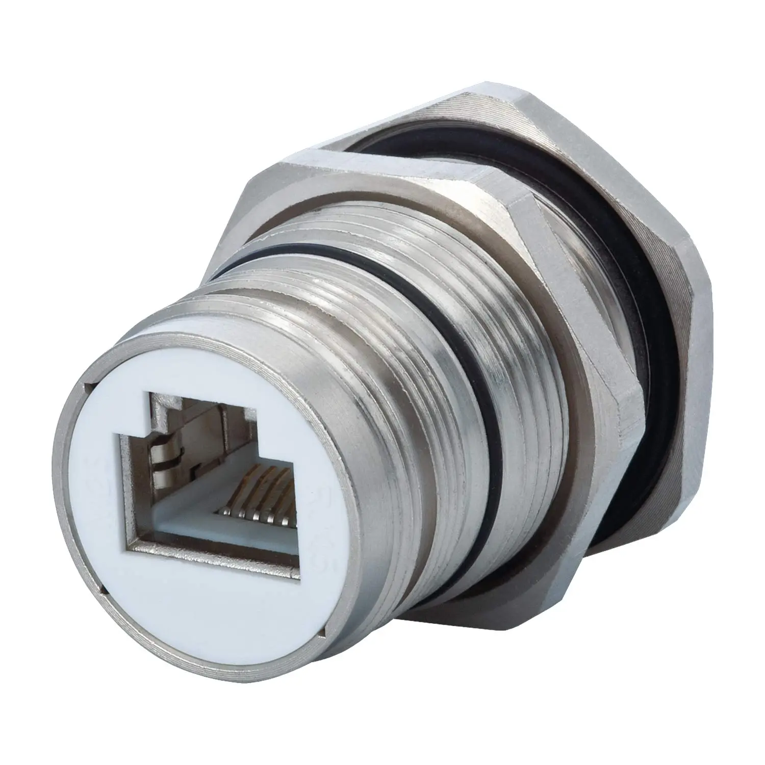 7R50008000 HUMMEL M23 RJ45 Gerätesteckverbinder Stift gerade, 8-polig, Koppler Buchse / Buchse Kategorie Cat. 6A / Klasse EA bis 500 MHz