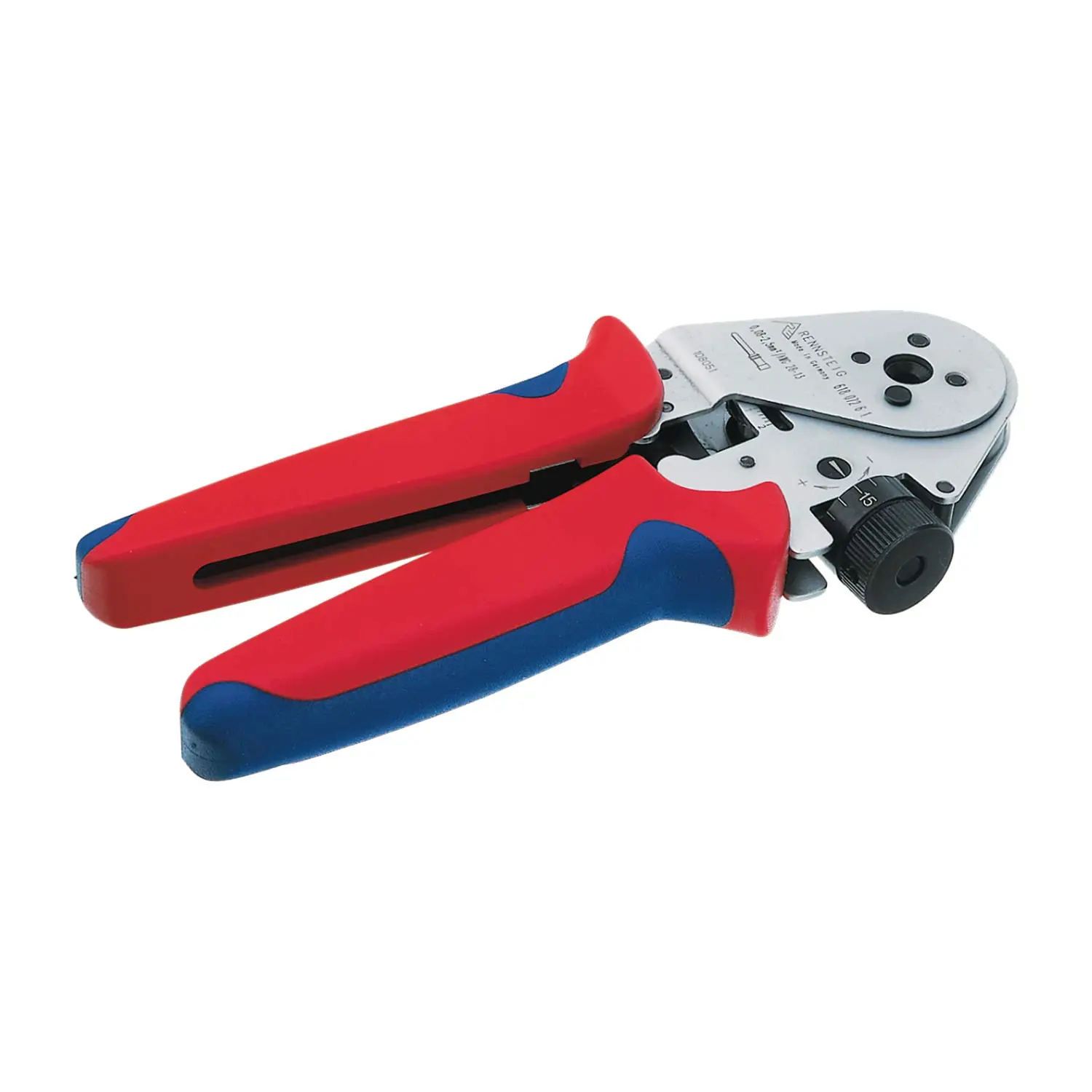 Produktfoto 1 von 7000900904 HUMMEL 4-Kerb Crimpzange inkl. Positionshülsen für M16 / M23 Rundsteckverbinder HUMMEL, Signalkontakt für Kontaktart: gedrehte Kontakte M16 Power, M23/M27 Signal