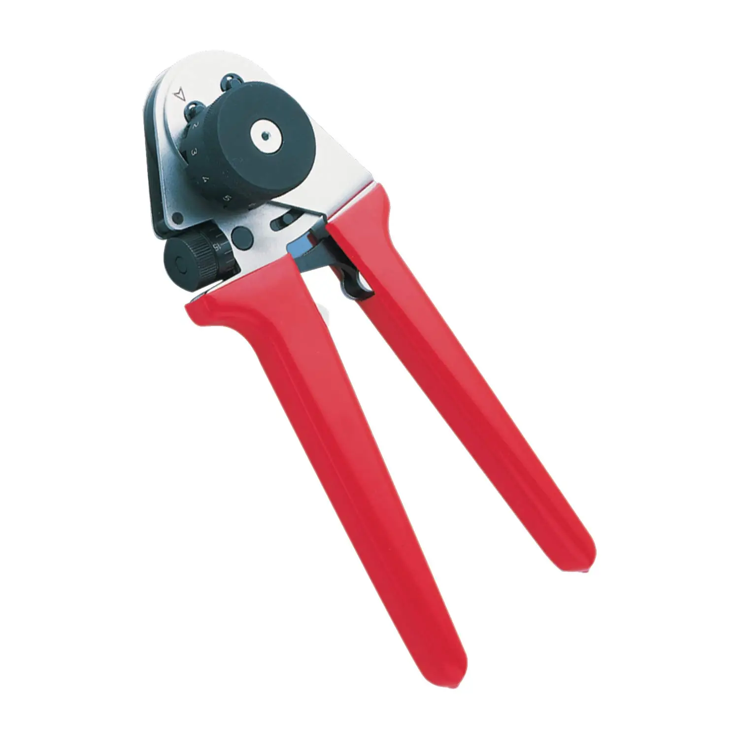 Produktfoto 1 von 7000900901 HUMMEL 4-Kerb Crimpzange inkl. Positionshülsen für M23 / M27 Rundstecker HUMMEL, Kontaktd. 1,0 und 2,0 mm für Kontaktart: gedrehte Kontakte M23 Leistung/Hybrid, M27