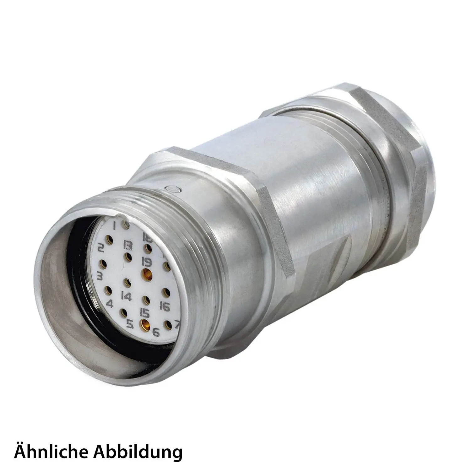 Produktfoto 1 von 799920743K HUMMEL SET inkl. Kontakte M23 Signal INOX Kupplungssteckverbinder EMV, Löt gerade Polzahl 11+PE, Buchse Kabelabgang gerade, Klemmbereich 10,0mm - 14,0mm