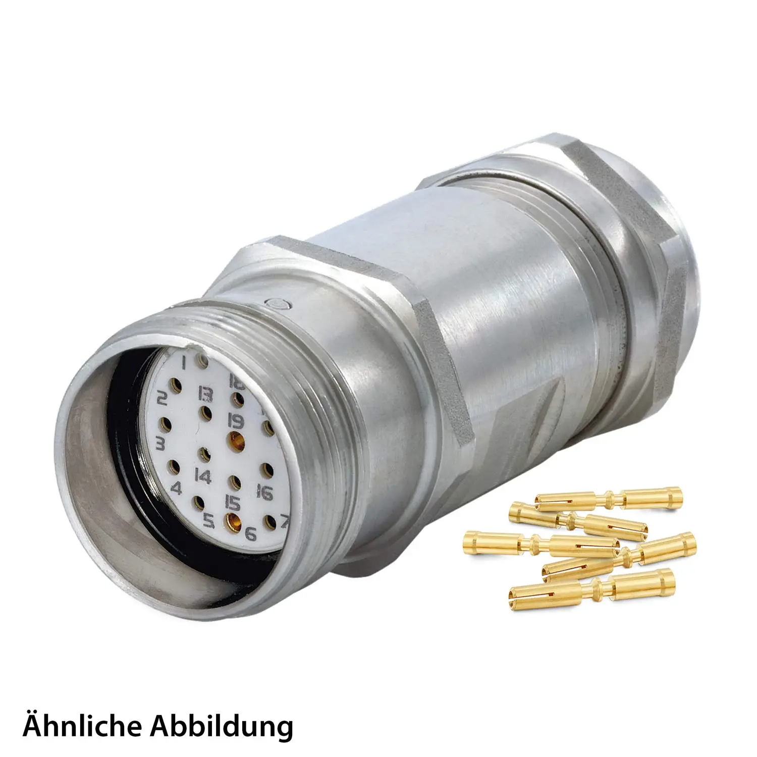 Produktfoto 1 von 799920249K HUMMEL SET inkl. Kontakte M23 Signal INOX Kupplungssteckverbinder, Crimp gerade Polzahl 19-pol., Buchse Kabelabgang gerade, Klemmbereich 5,0mm - 10,0mm