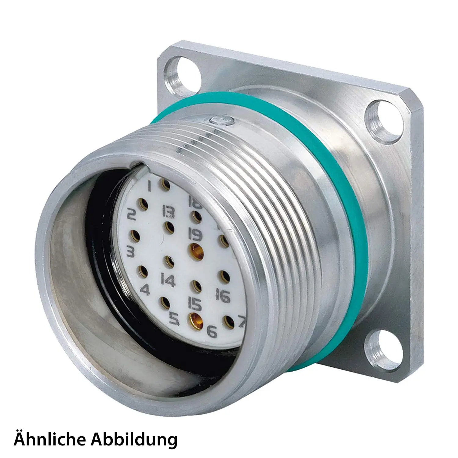 799920983K HUMMEL SET inkl. Kontakte M23 Signal INOX Geräteteckverbinder, Löteinsatz gerade Polzahl 17-pol., Buchse mit Vibrationsschutz Vorderwand