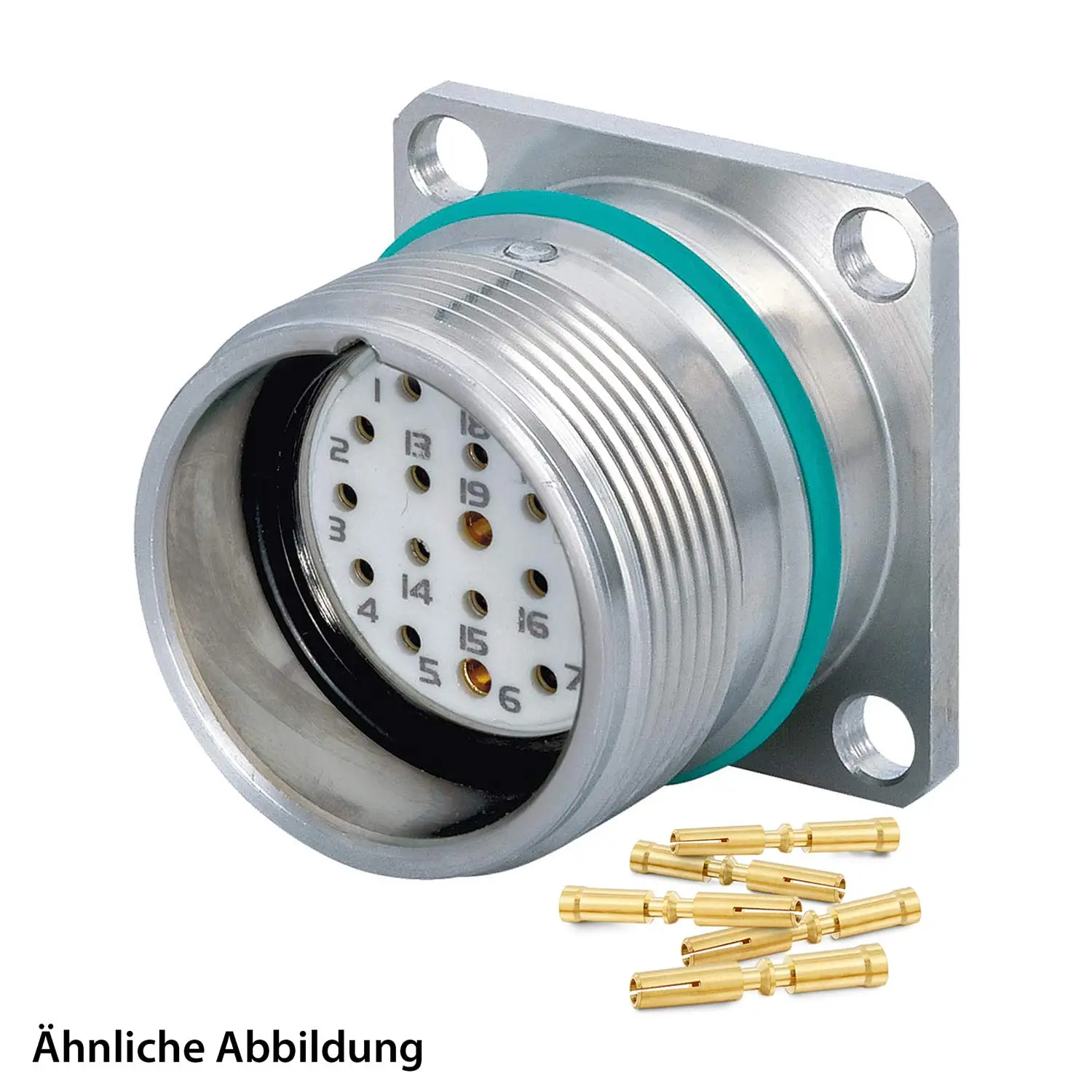 799921042K HUMMEL SET inkl. Kontakte M23 Signal INOX Geräteteckverbinder, Crimpei. gerade Polzahl 16-pol., Buchse mit Vibrationsschutz Vorderwand