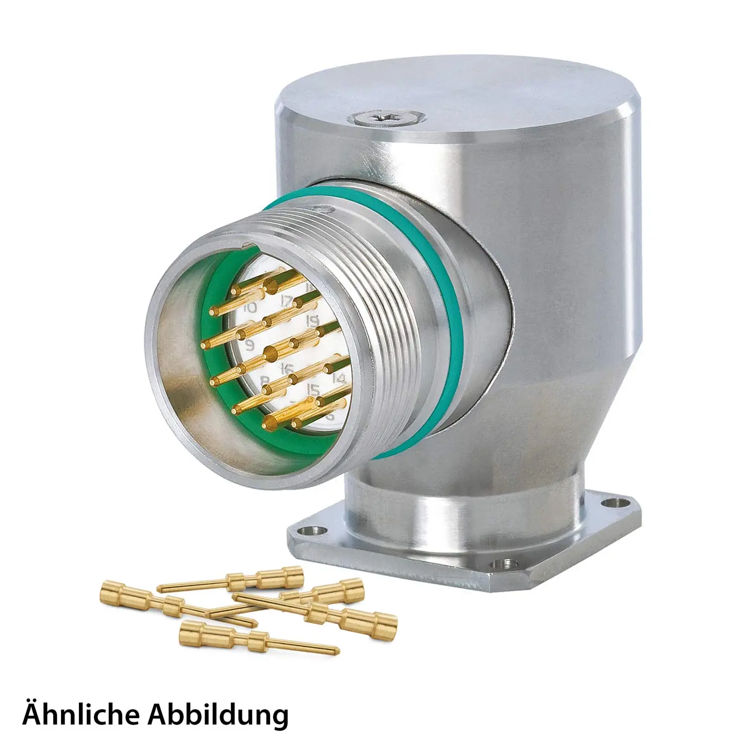 Produktfoto 1 von 799921106K HUMMEL SET inkl. Kontakte M23 Signal INOX Geräteteckverbinder, Crimpei. gewinkelt Polzahl 9-pol. 1+8, Stift Vorderwand