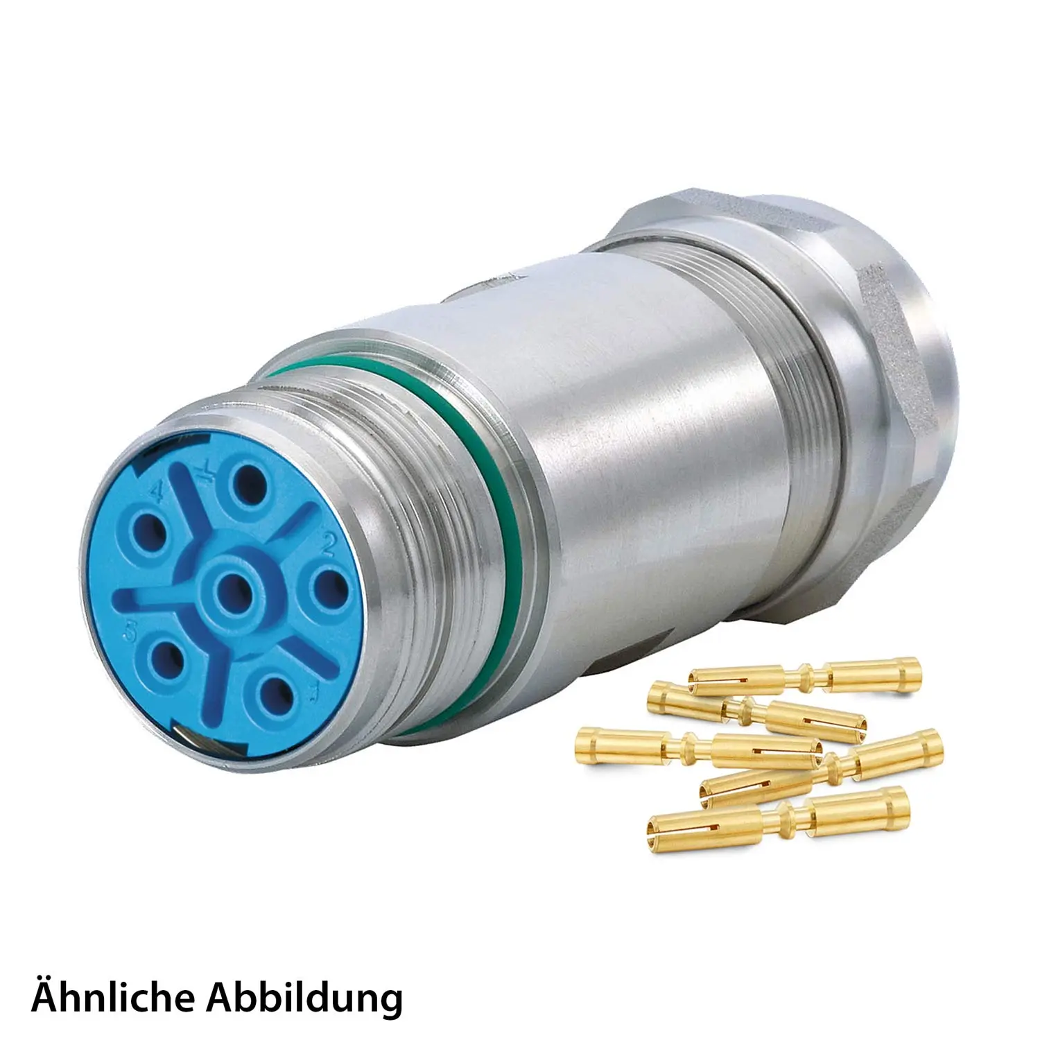 Produktfoto 1 von 799921259K HUMMEL SET inkl. Kontakte M23 Leistung INOX Kupplungssteckverbinder, Crimp gerade Polzahl 3+5+PE, Buchse Klemmbereich 7,0mm - 12,0mm