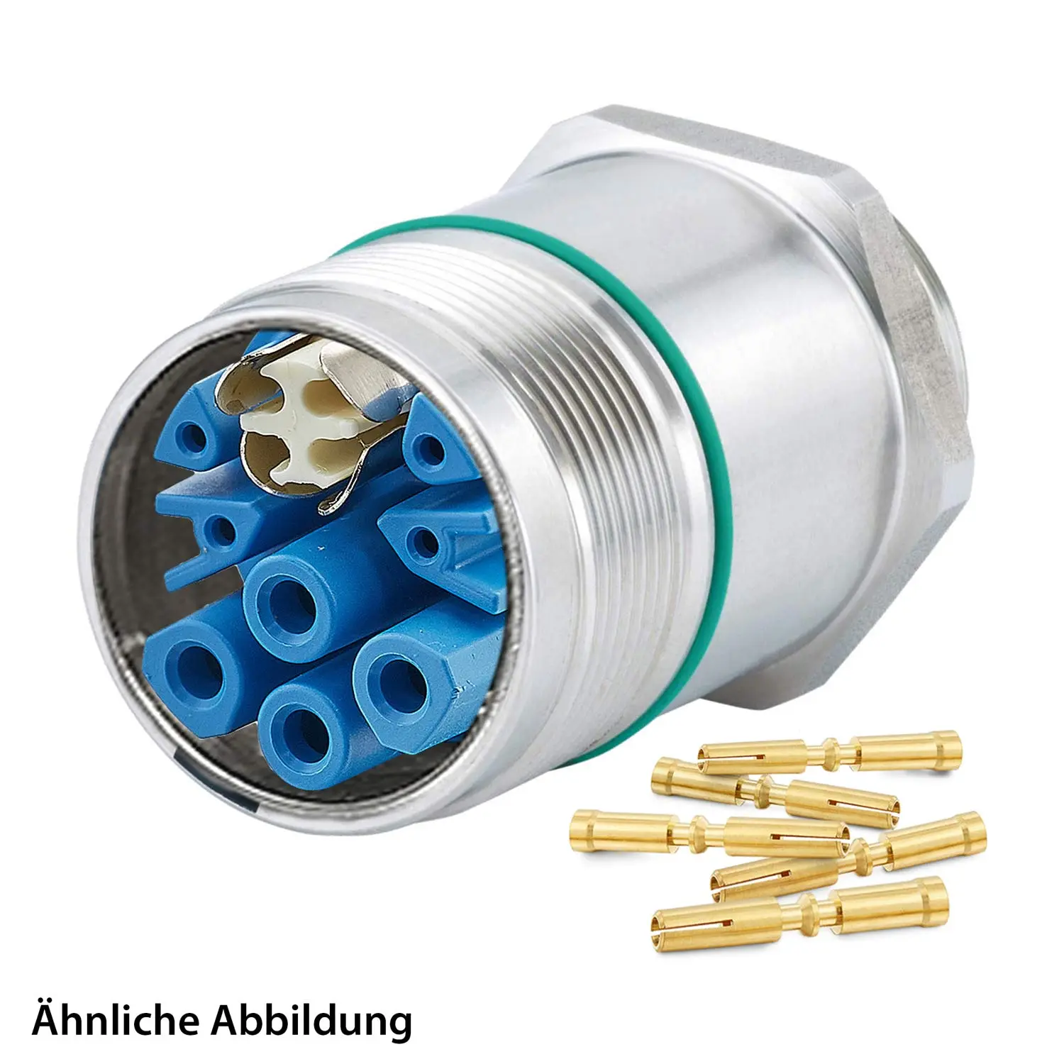 Produktfoto 1 von 799921361K HUMMEL SET inkl. Kontakte M23 Hybrid INOX Geräteteckverbinder, Crimpei. gerade Polzahl 3+4+4+PE, Buchse Vorderwand