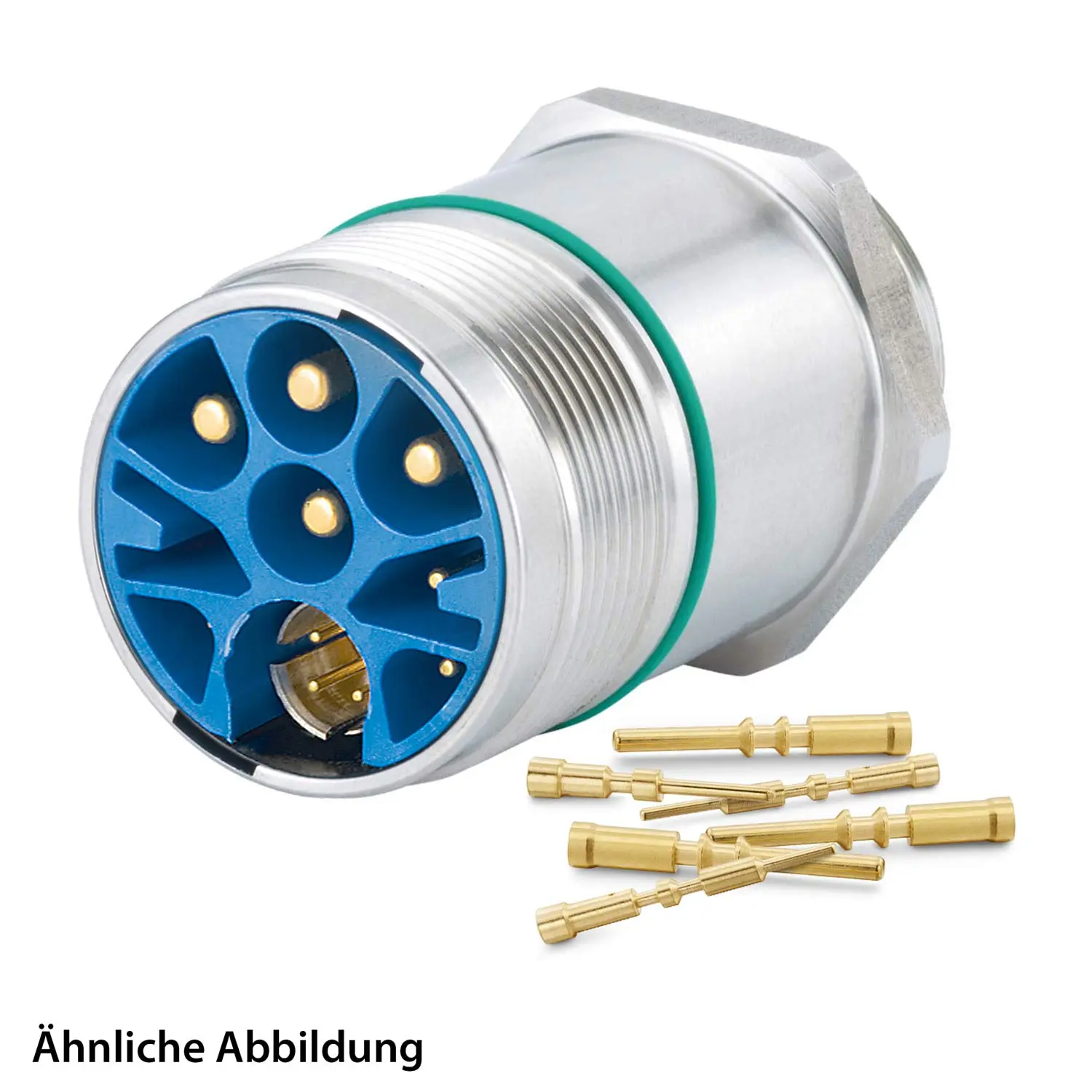 Produktfoto 1 von 799921356K HUMMEL SET inkl. Kontakte M23 Hybrid INOX Geräteteckverbinder, Crimpei. gerade Polzahl 3+4+4+PE, Stift Vorderwand