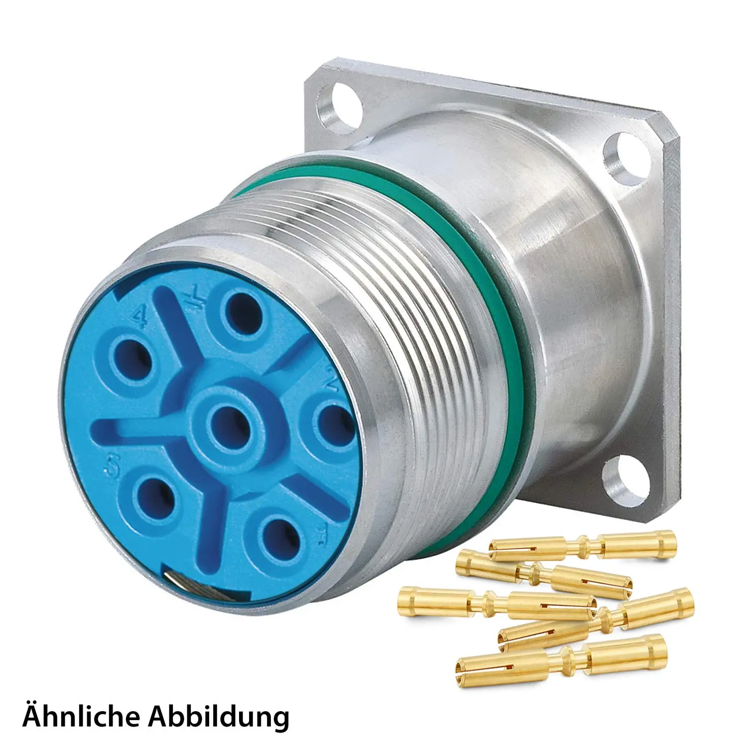 Produktfoto 1 von 799921372K HUMMEL SET inkl. Kontakte M23 Leistung INOX Geräteteckverbinder, Crimpei. gerade Polzahl 3+4+PE, Buchse Vorderwand