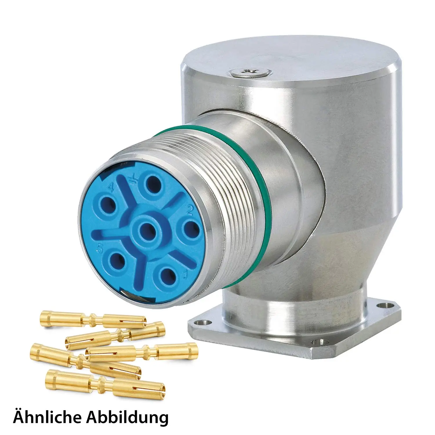 Produktfoto 1 von 799921404K HUMMEL SET inkl. Kontakte M23 Leistung INOX Geräteteckverbinder, Crimpei. gewinkelt Polzahl 5+PE, Buchse Vorderwand