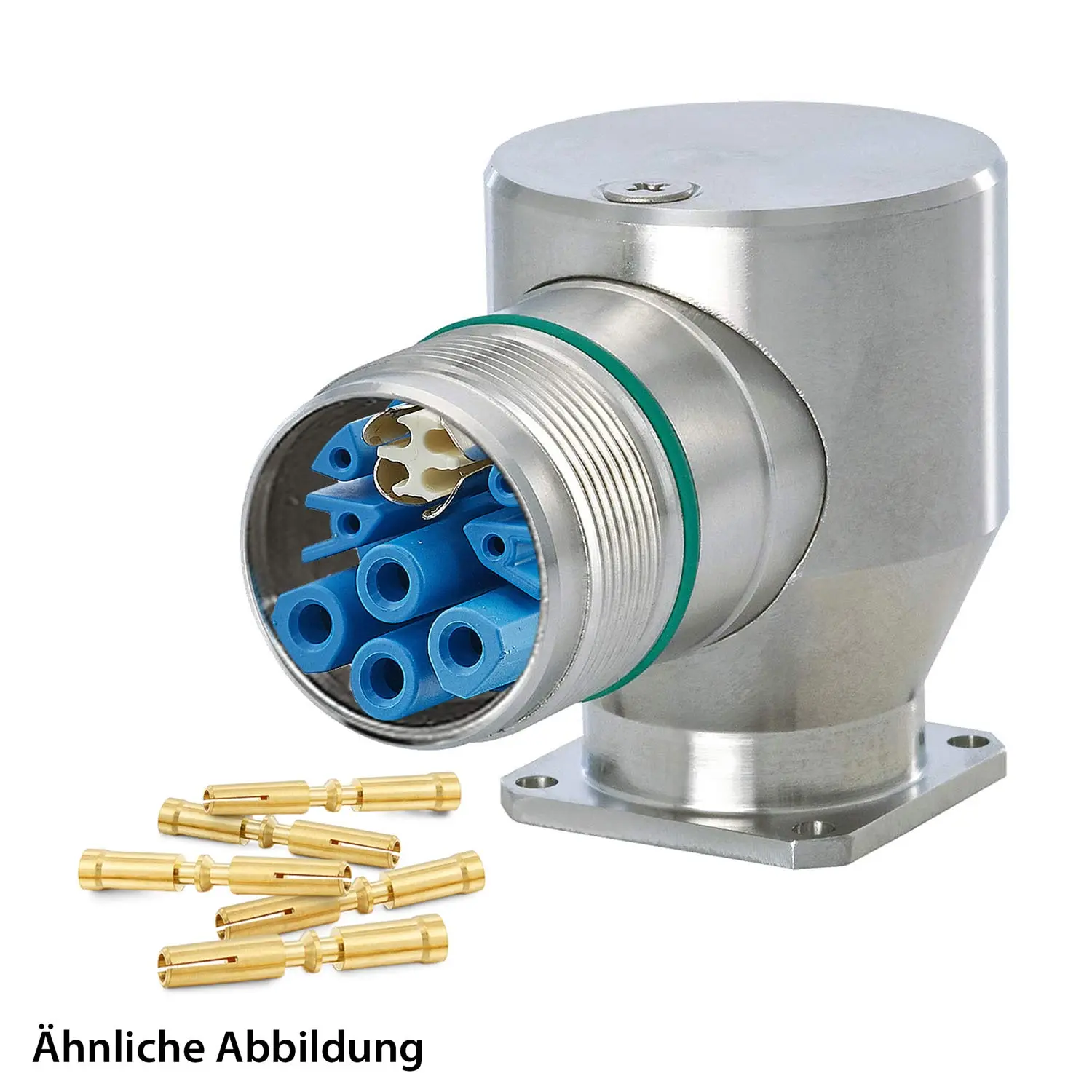 Produktfoto 1 von 799921440K HUMMEL SET inkl. Kontakte M23 Hybrid INOX Geräteteckverbinder, Crimpei. gewinkelt Polzahl 3+4+4+PE, Buchse Vorderwand