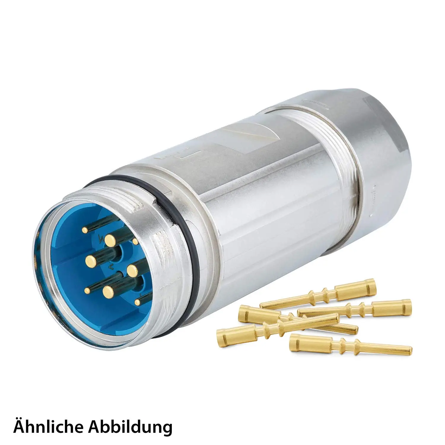 Produktfoto 1 von 799921552K HUMMEL SET inkl. Kontakte M40 Leistung Kupplungssteckverbinder, Crimpeinsatz gerade Polzahl 3+4+PE, Stift Kabelabgang gerade, Klemmbereich 21,0mm - 28,0mm
