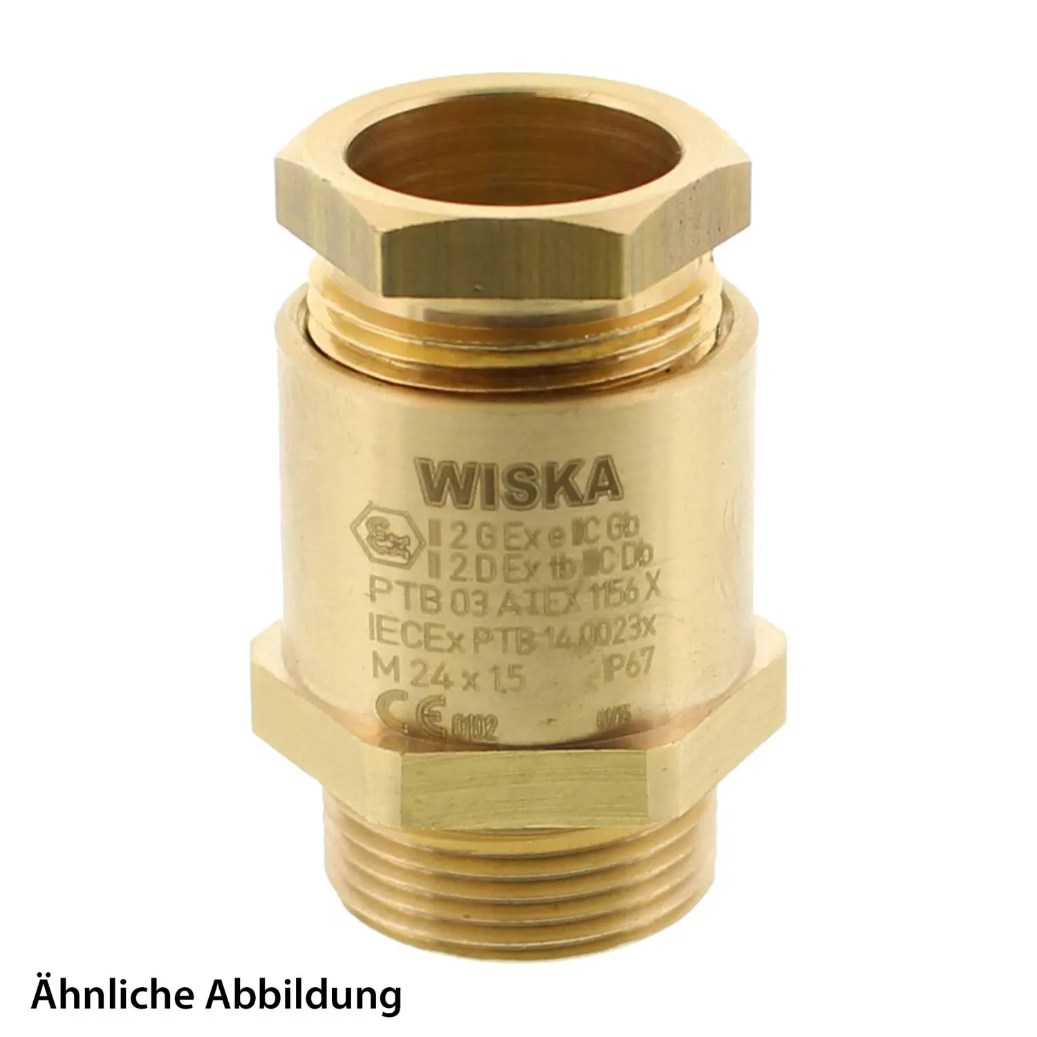 Produktfoto 1 von 10030009 WISKA Maritime ATEX-Verschraubung M24x1,5 Sechskant m. Dichtung/Druckscheibe Messing (CuZn) blank II 2G (1,2) II 2D (21,22)