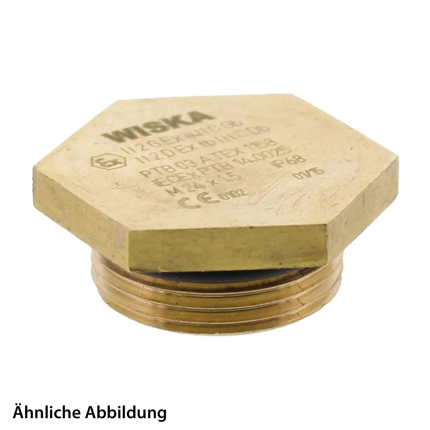 Produktfoto 1 von 10030211 WISKA ATEX-Verschlussschraube M20x1,5 Sechskant inkl. O-Ring Messing (CuZn) vernickelt II 2G (1,2) II 2D (21,22)