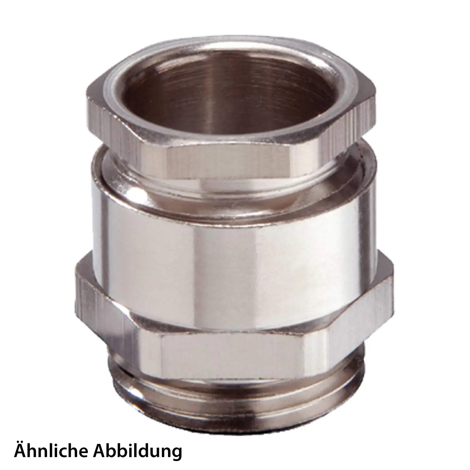 Produktfoto 1 von 10062882 WISKA DIN-Verschraubung mit Einschnittdichtung M20x1,5 Sechskant-Zwischenstutzen Messing (CuZn) vernickelt Gewindelänge 10,0mm