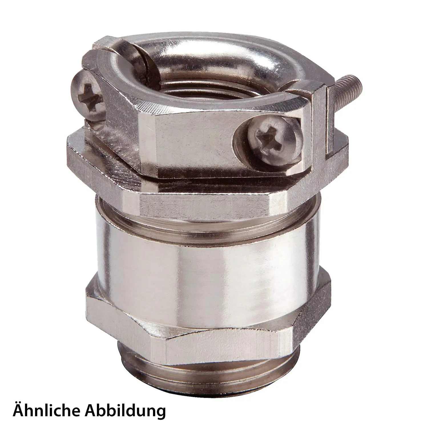 Produktfoto 1 von 10063137 WISKA DIN-Verschraubung mit Doppelbügel Zugentlastung M40x1,5 Messing (CuZn) vernickelt Gewindelänge 8,0mm