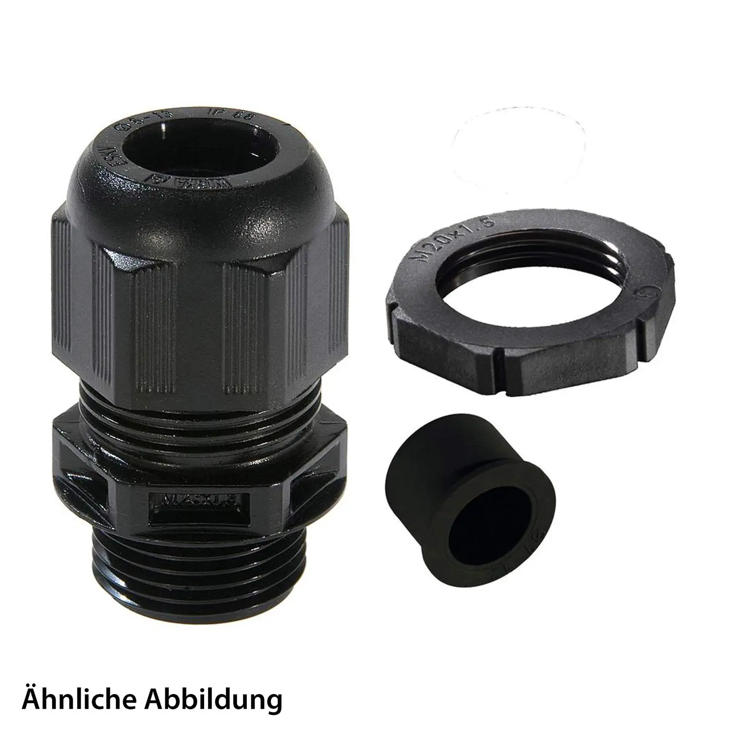 Produktfoto 1 von 10100636 WISKA Verschraubung M20x1,5 mit Reduzierung und Gegenmutter Polyamid (PA) Gewindelänge 10,0mm