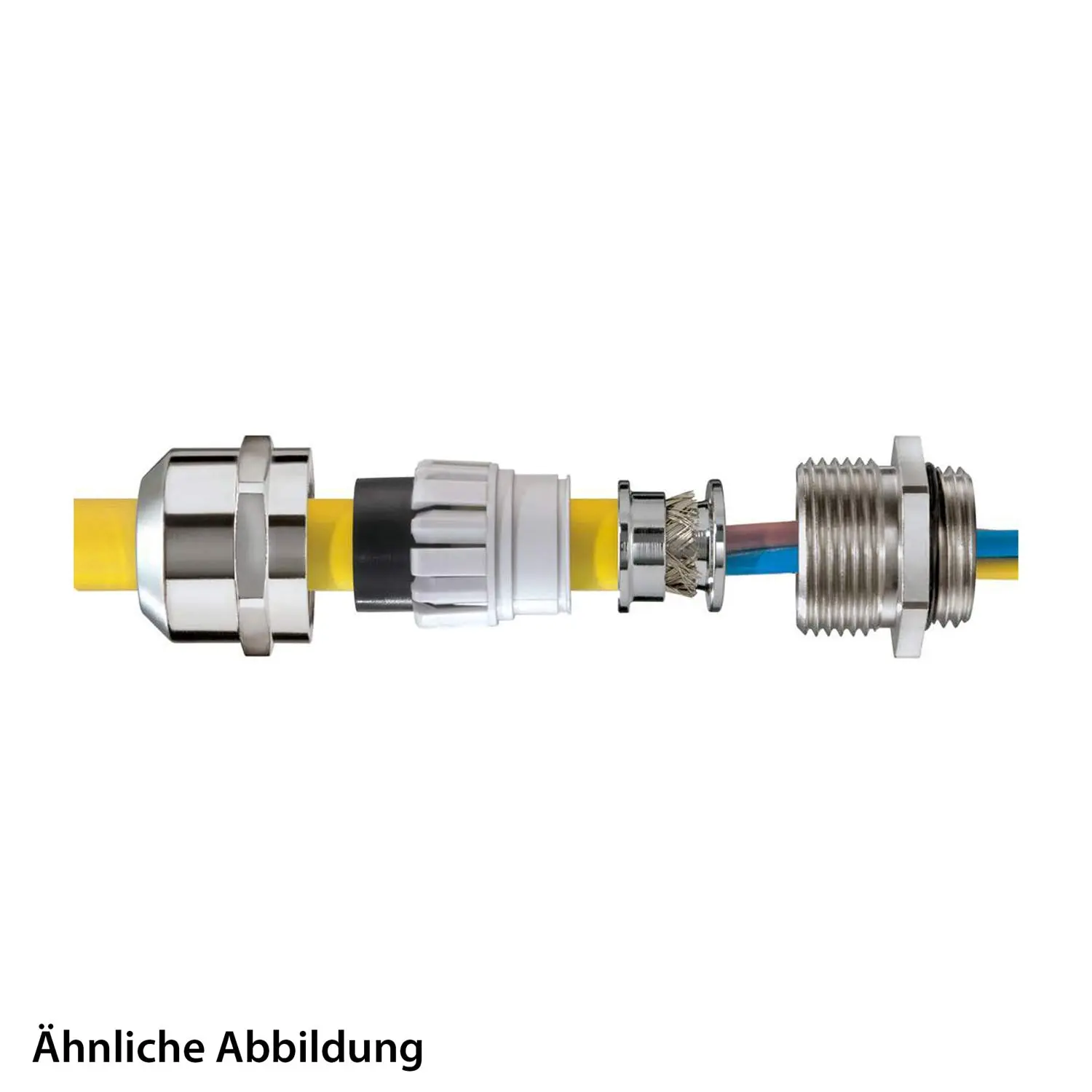 Produktfoto 1 von 10100963 WISKA Verschraubung EMV M75x1,5 mit Erdungseinsatz inkl. O-Ring Messing (CuZn) vernickelt Gewindelänge 12,0mm