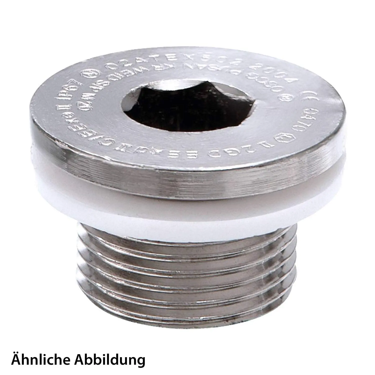 Produktfoto 1 von 50065613 WISKA ATEX-Blindstopfen M32x1,5 mit Innensechskant Messing (CuZn) vernickelt Ex-d IIC / Ex-e IIEx tDA21 IP66 / II 2G (1,2) II 2D (21,22)