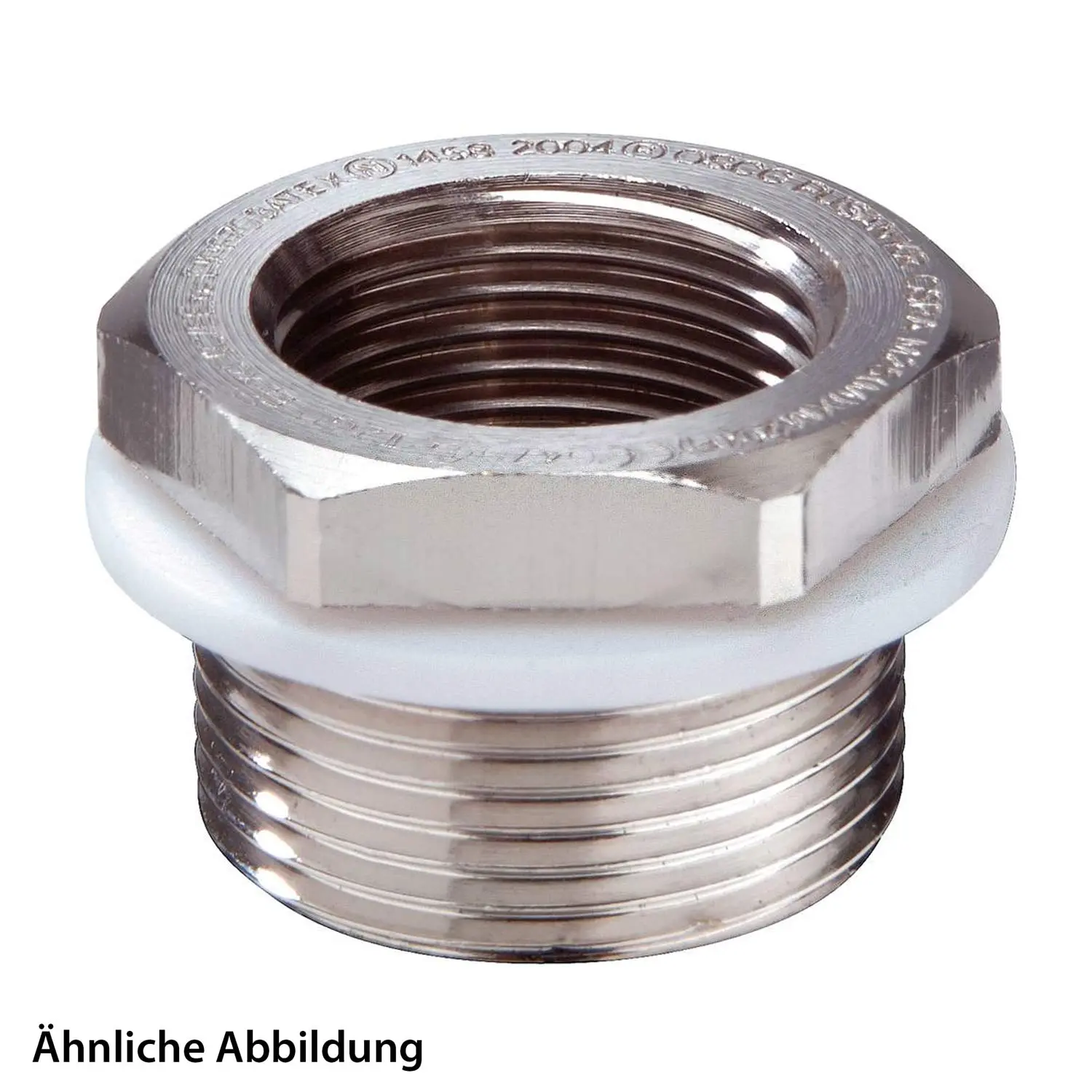 Produktfoto 1 von 50065667 WISKA ATEX-Reduzierung M/M von M75x1,5 auf M63x1,5 Sechskant Messing (CuZn) vernickelt Ex-d IIC / Ex-e IIEx tDA21 IP66 / II 2G (1,2) II 2D (21,22)