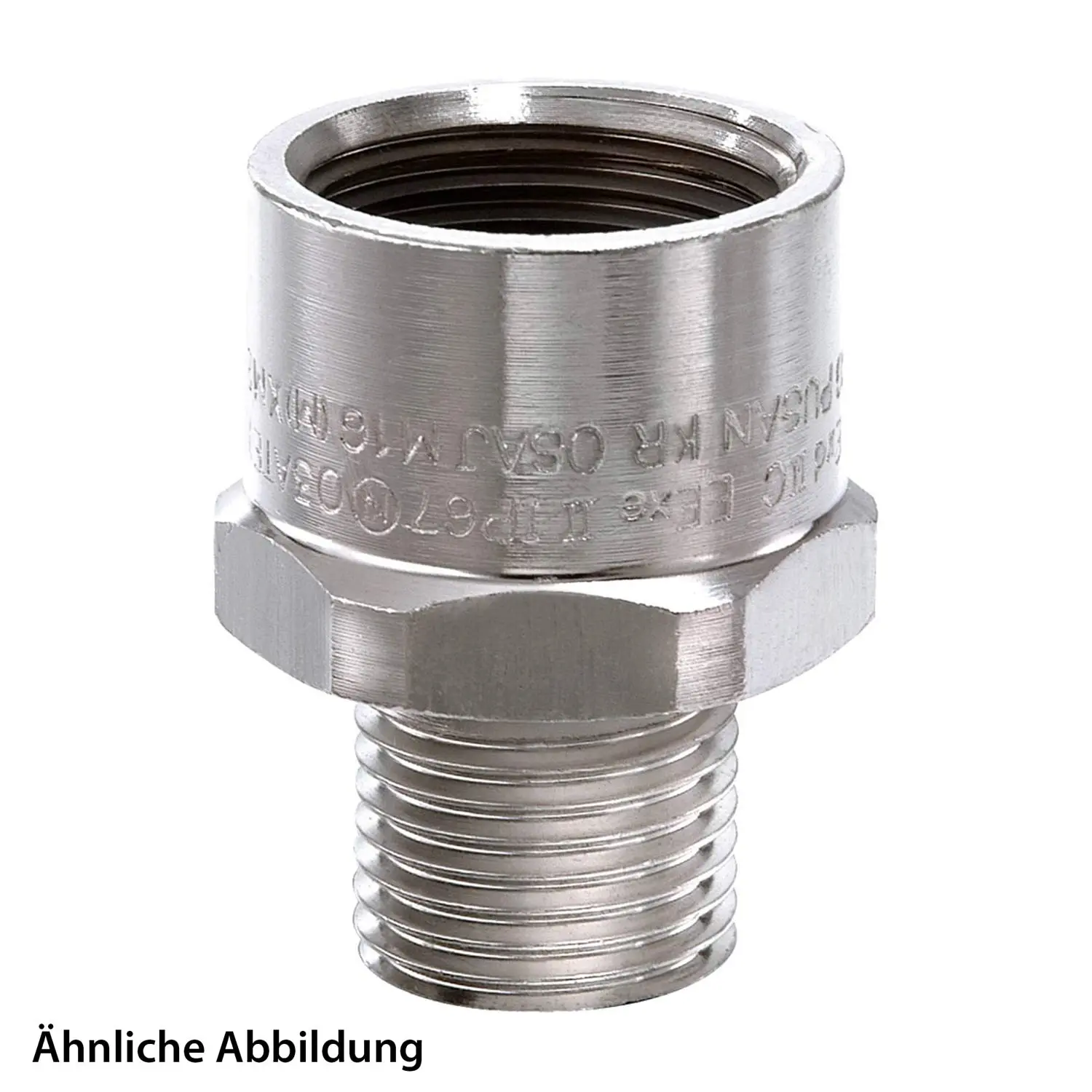 Produktfoto 1 von 50065687 WISKA ATEX-Erweiterung M/M von M16x1,5 auf M25x1,5 Sechskant Messing (CuZn) vernickelt Ex-d IIC / Ex-e IIEx tDA21 IP66 / II 2G (1,2) II 2D (21,22)