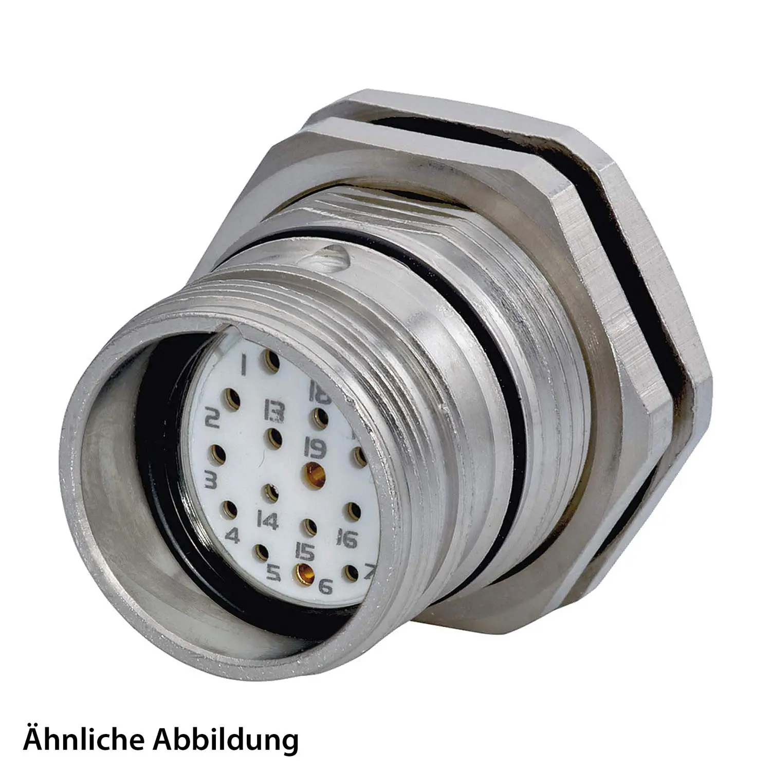 799917253K HUMMEL SET inkl. Kontakte M23 Signal Gerätesteckverbinder, Einlöteinsatz gerade Polzahl 16-pol., Buchse mit Gegenmutter Hinterwand