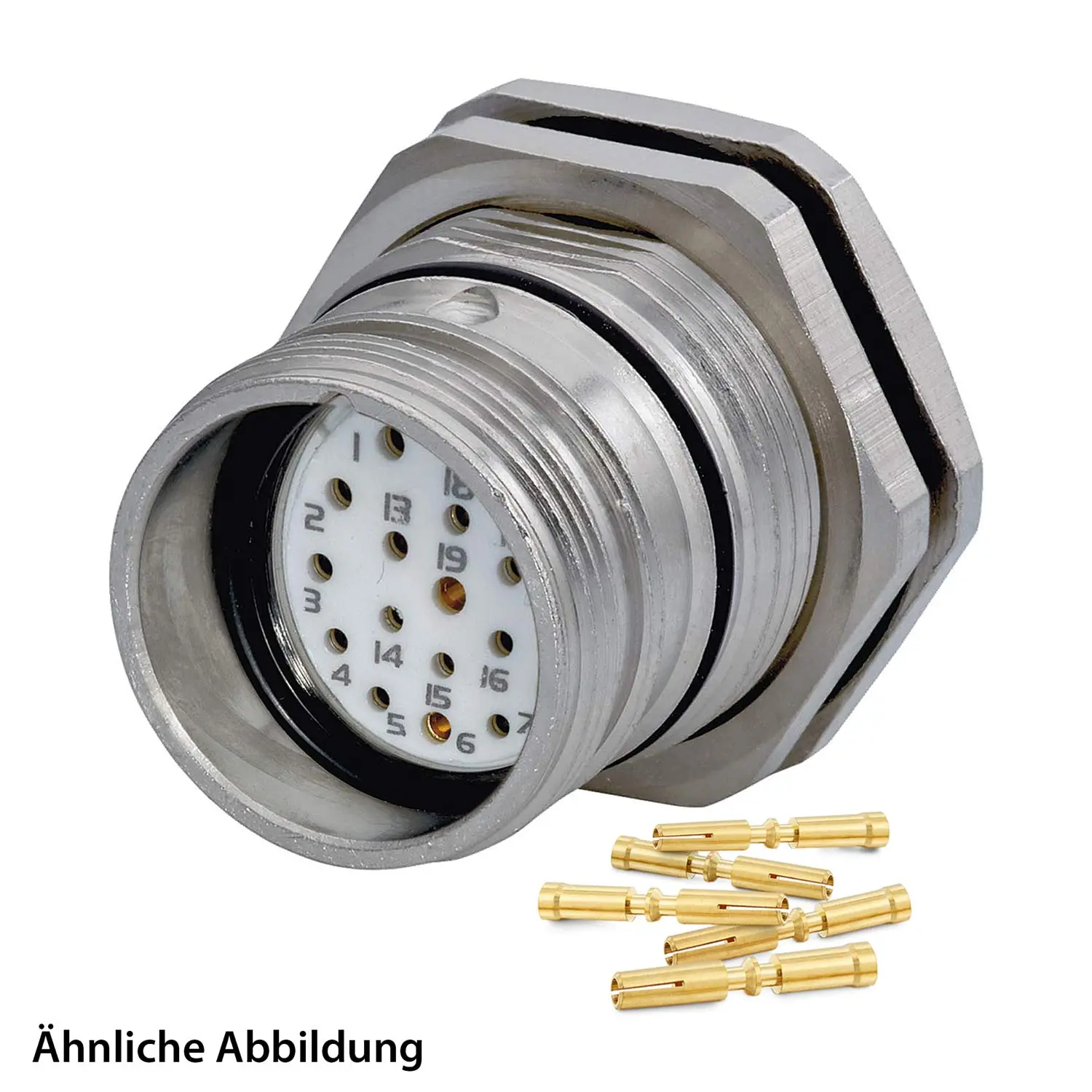 799917198K HUMMEL SET inkl. Kontakte M23 Signal Gerätesteckverbinder, Crimpeinsatz gerade Polzahl 2+16+PE, Buchse mit Gegenmutter Hinterwand