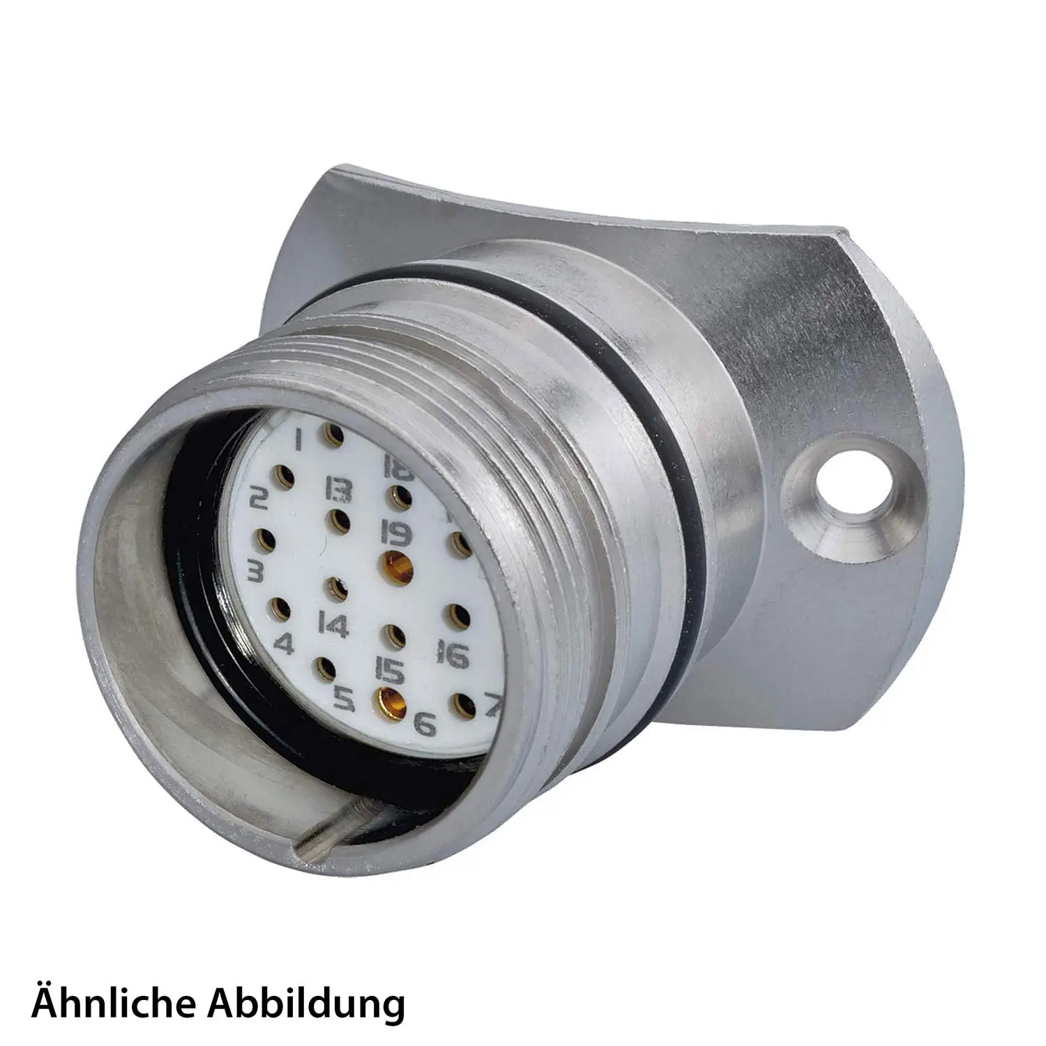 799917803K HUMMEL SET inkl. Kontakte M23 Signal Gerätesteckverbinder Radius 45mm, Löt gerade Polzahl 9-pol. 1+8, Buchse mit Vibrationsschutz D. 90mm Vorderwand