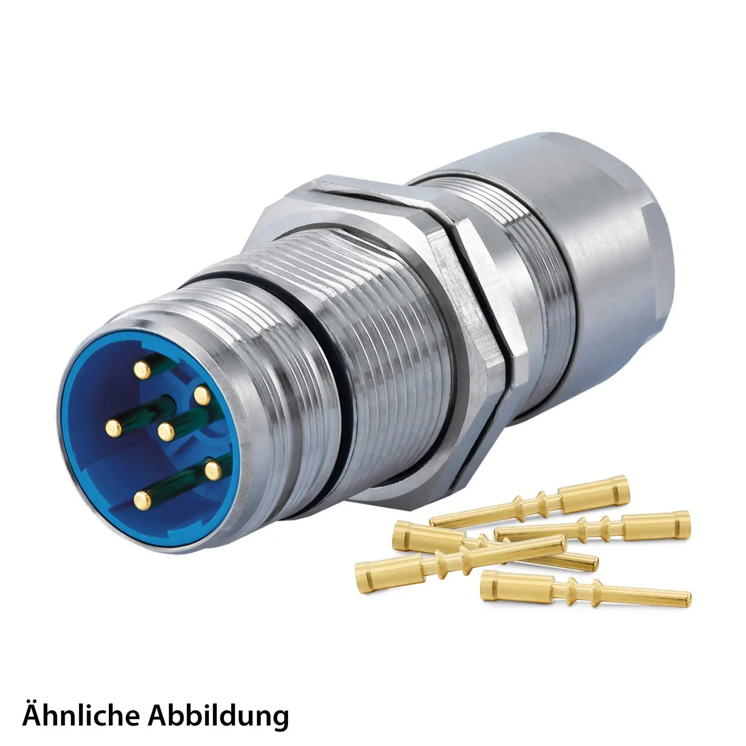 799918357K HUMMEL SET inkl. Kontakte M23 Leistung Wanddurchführung Kupplung, Crimpein. gerade Polzahl 5+PE, Stift mit Gegenmutter Hinterwand, Klemmbereich 7,0mm - 12,0mm