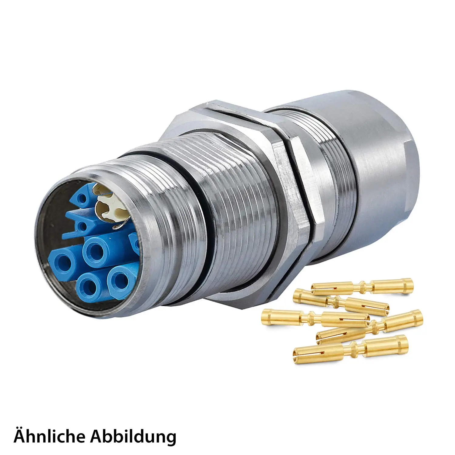 Produktfoto 1 von 799918435K HUMMEL SET inkl. Kontakte M23 Hybrid Wanddurchführung Kupplung, Crimpein. gerade Polzahl 3+4+4+PE, Buchse mit Gegenmutter Hinterwand, Klemmbereich 11,0mm - 17,0mm
