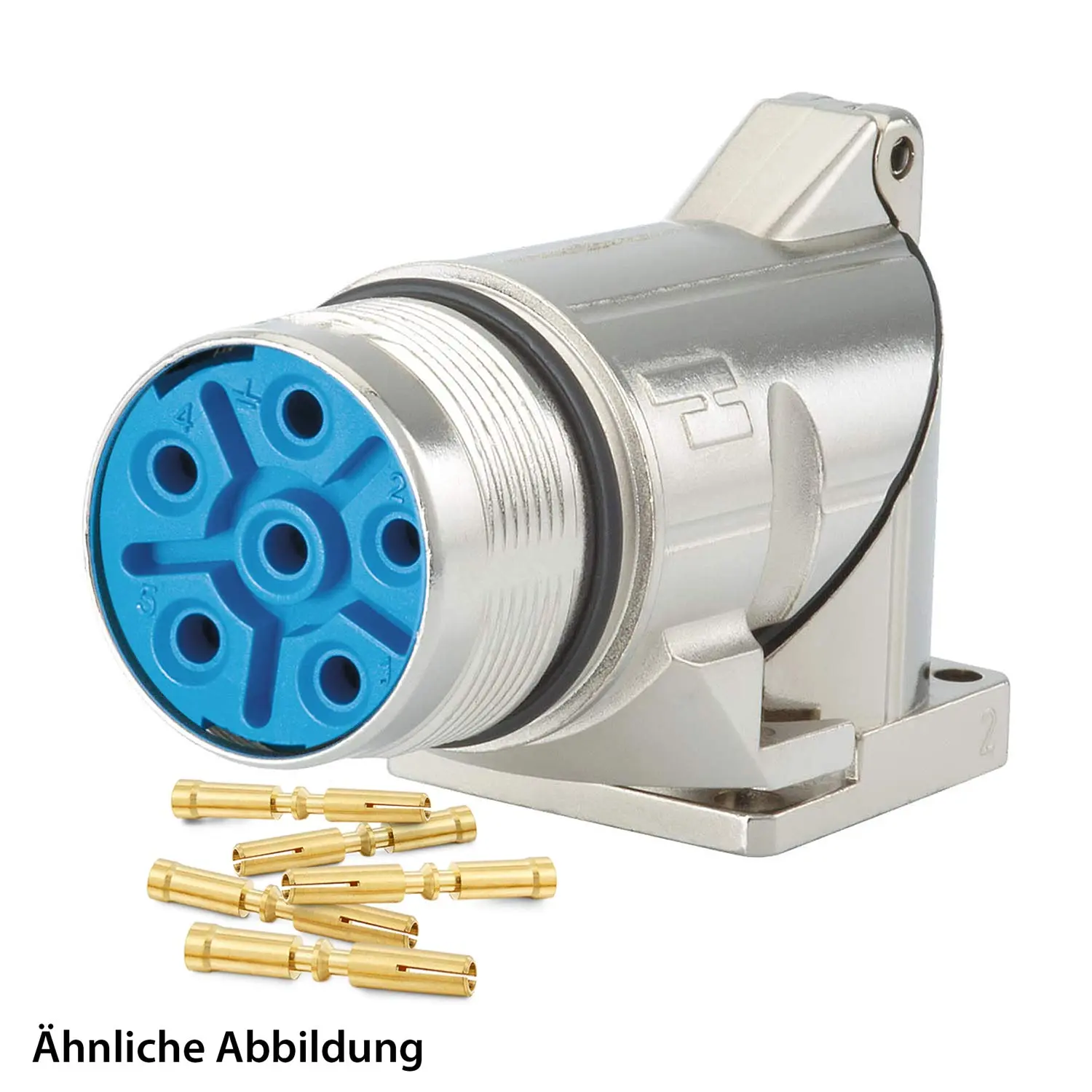 Produktfoto 1 von 799918965K HUMMEL SET inkl. Kontakte M23 Leistung Gerätesteckverbinder, Crimpeinsatz gewinkelt Polzahl 3+4+PE, Buchse Vorderwand