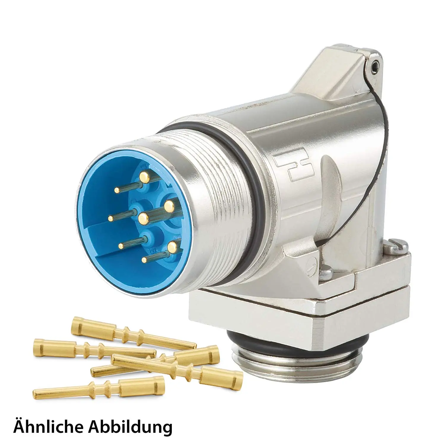 Produktfoto 1 von 799918997K HUMMEL SET inkl. Kontakte M23 Leistung Gerätesteckverbinder, Crimpeinsatz gewinkelt Polzahl 5+PE, Stift drehbar um 335 Grad Vorderwand