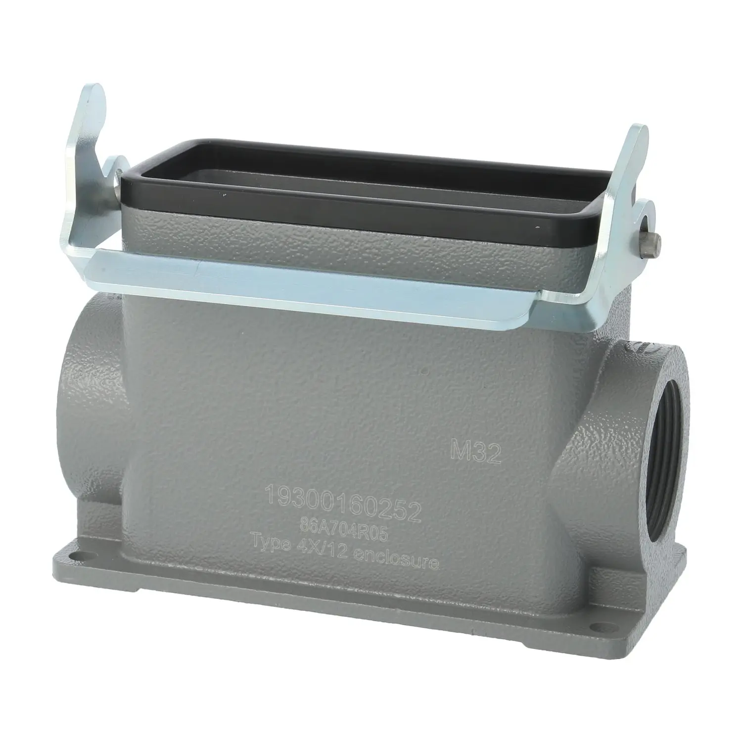 Produktfoto 1 von 04300160251 HARTING Han 16B Sockelgehäuse hoch, 1xPG29 seitlicher Kabelabgang, mit 1 Längsbügel Verschraubung PG29 Klemmbereich 16,0mm - 25,0mm