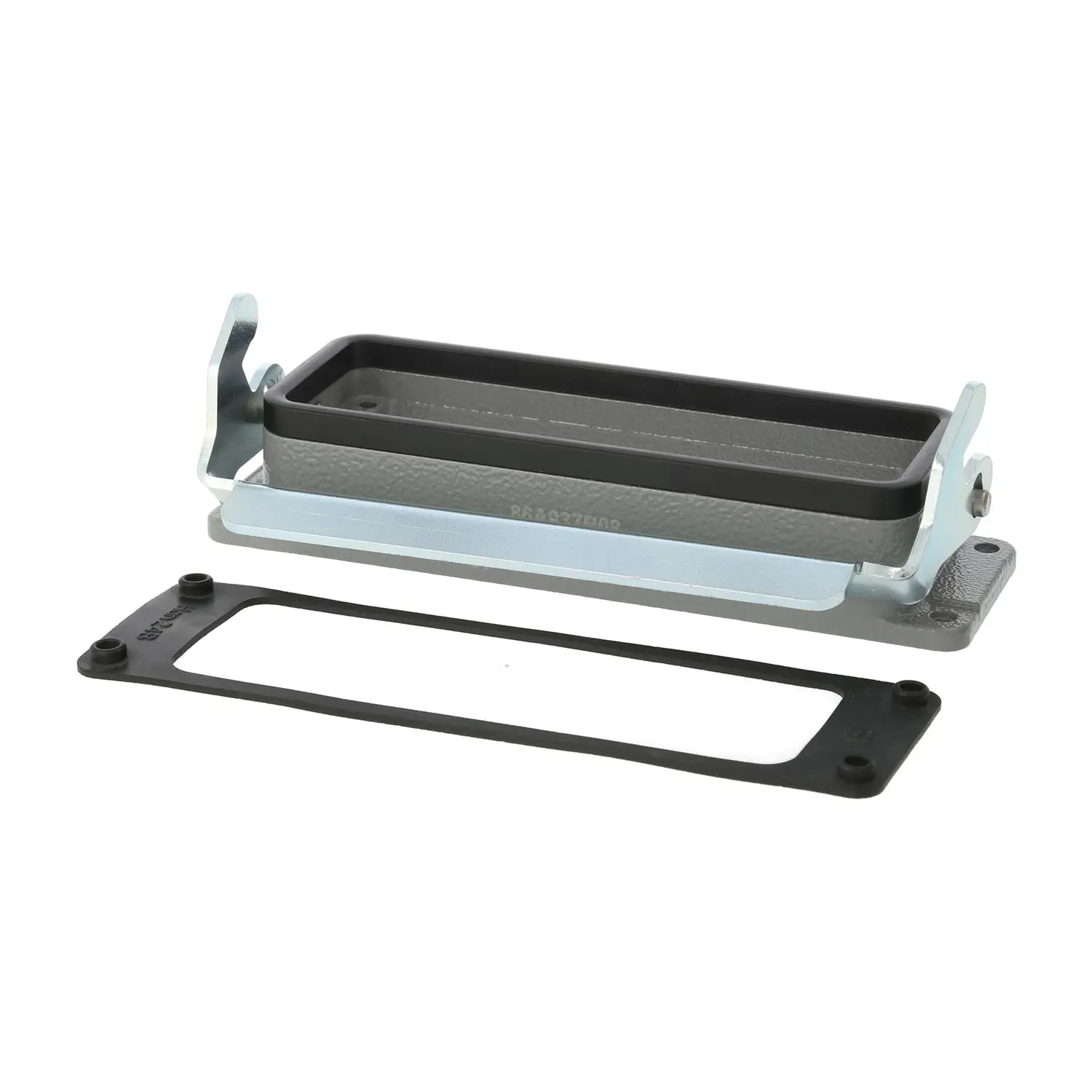 Produktfoto 1 von 04300240305 HARTING Han 24B Anbaugehäuse mit 1 Längsbügel 1 Sicherheitsbügel Metall