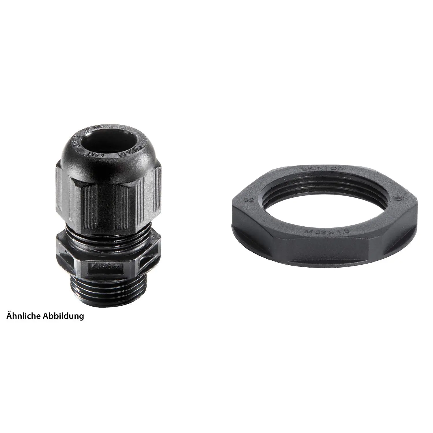 Produktfoto 1 von 59912000K WISKA Verschraubung niedrige Temperatur mit Gegenmutter M32x1,5 lang Polyamid (PA) Gewindelänge 15,0mm