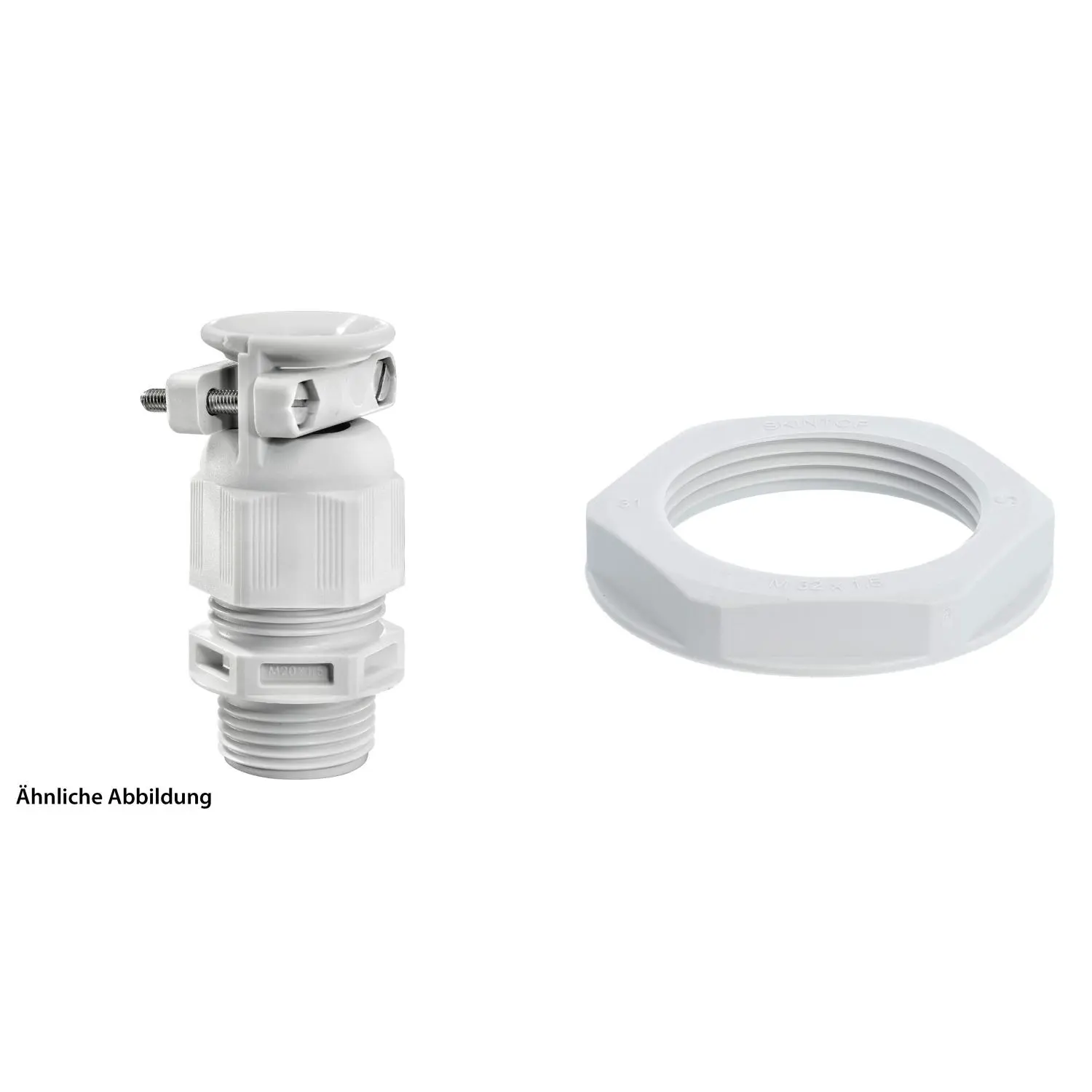 Produktfoto 1 von 59911767K WISKA Verschraubung mit externer Zugentlastung und Gegenmutter M32x1,5 lang Polyamid (PA) Gewindelänge 15,0mm