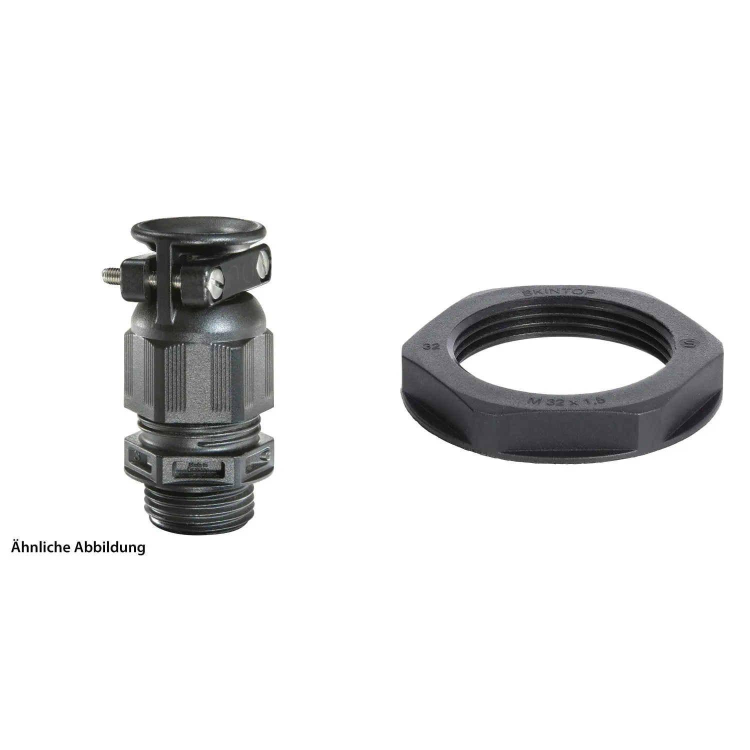 Produktfoto 1 von 59911768K WISKA Verschraubung mit externer Zugentlastung und Gegenmutter M32x1,5 lang Polyamid (PA) Gewindelänge 15,0mm