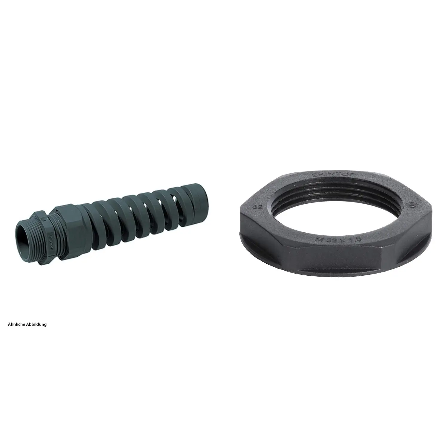 Produktfoto 1 von 59911674K WISKA Verschraubung mit Biegeschutz und Gegenmutter M32x1,5 lang Polyamid (PA) Gewindelänge 15,0mm