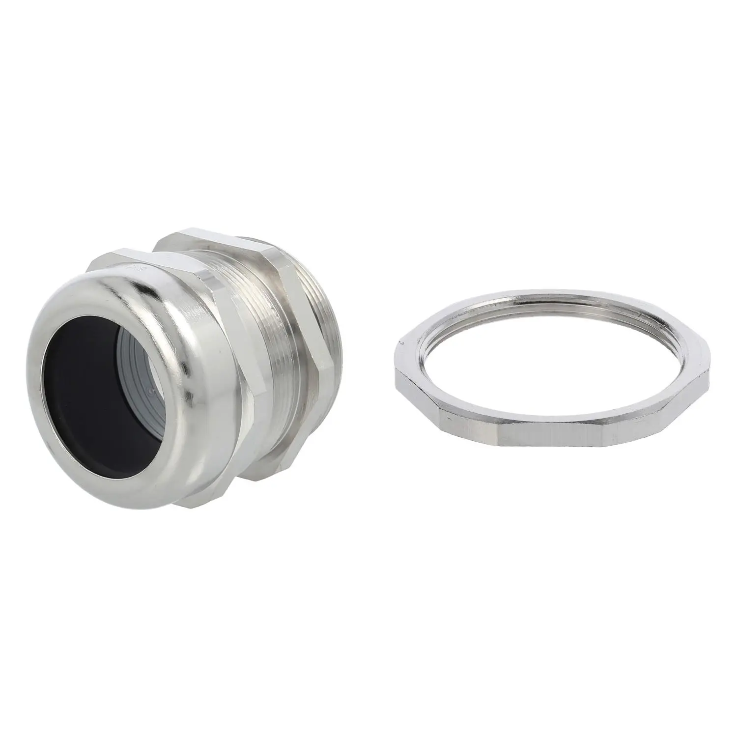 Produktfoto 1 von 59911858K LAPP Verschraubung mit Gegenmutter M50x1,5 Messing (CuZn) vernickelt Gewindelänge 10,0mm