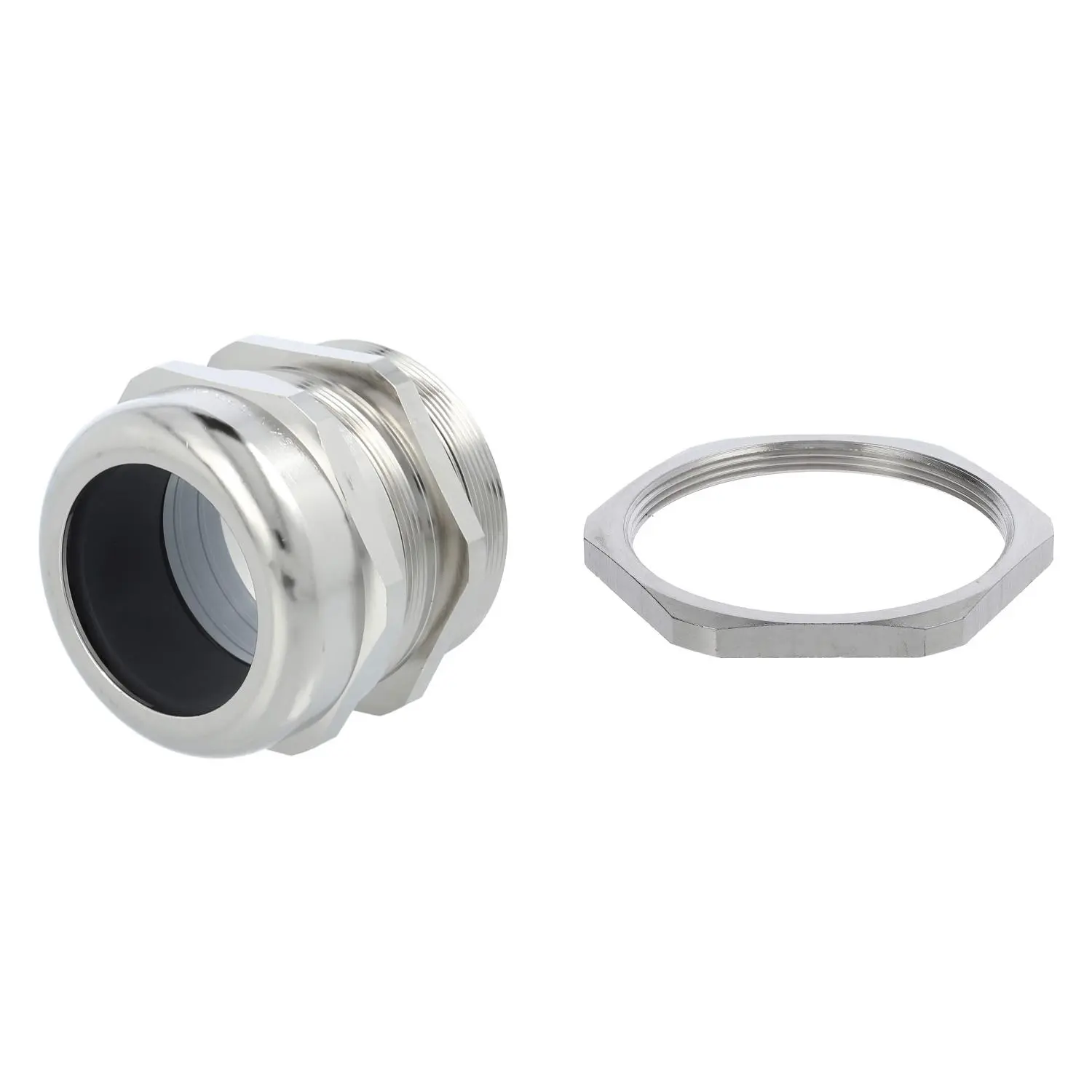 Produktfoto 1 von 59911865K LAPP Verschraubung mit Gegenmutter M63x1,5 Messing (CuZn) vernickelt Gewindelänge 15,0mm