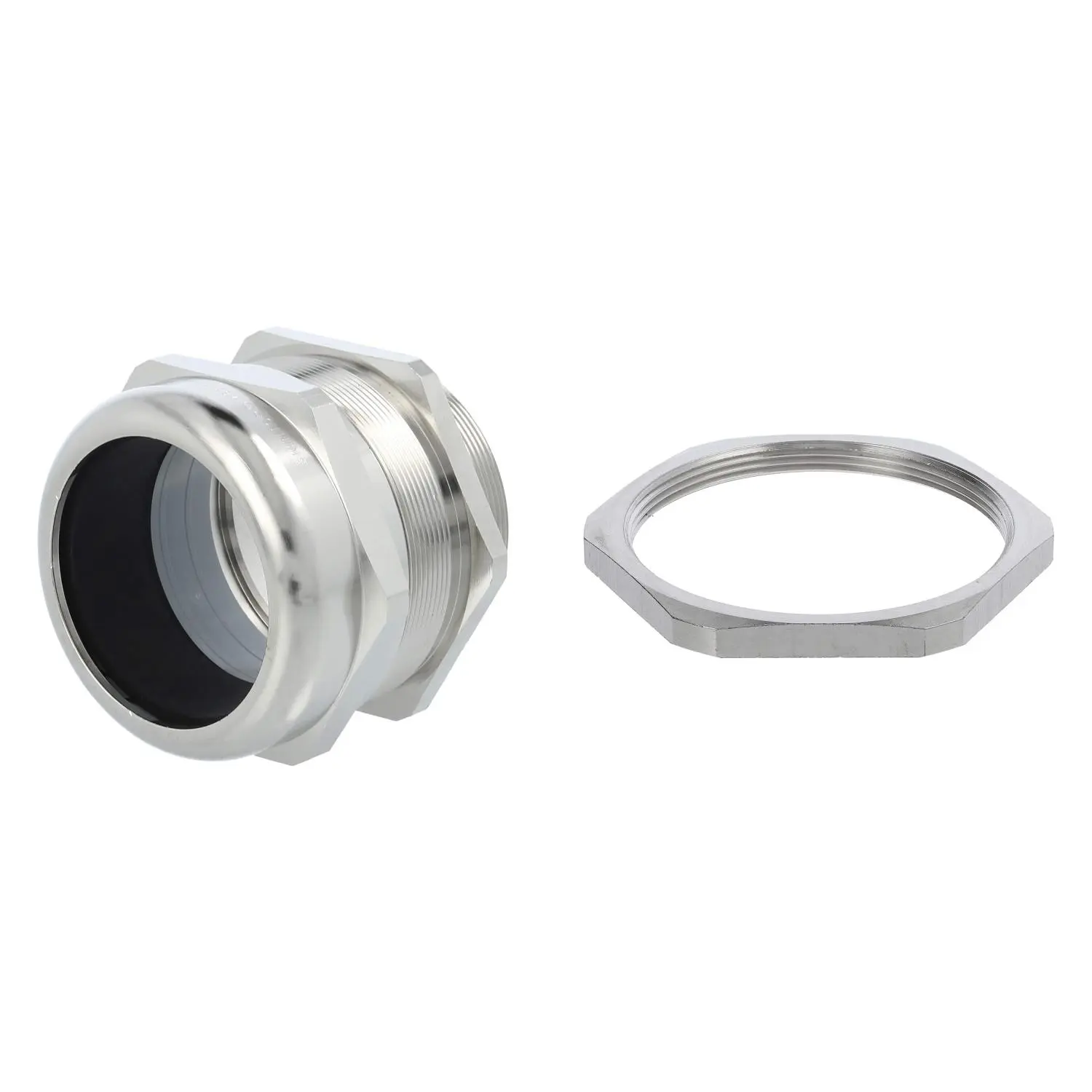 Produktfoto 1 von 59911866K LAPP Verschraubung mit Gegenmutter M63x1,5 Messing (CuZn) vernickelt Gewindelänge 15,0mm