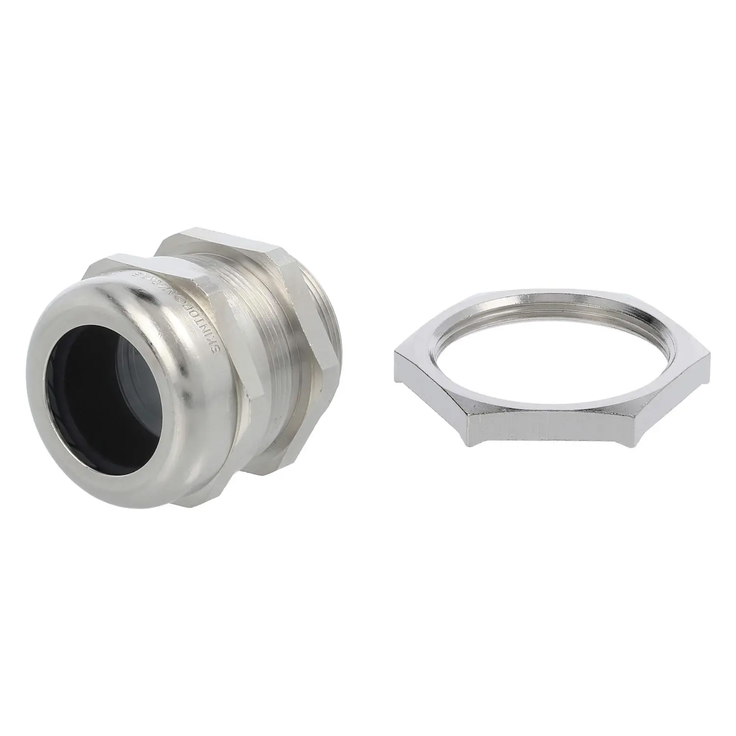 Produktfoto 1 von 59911512K LAPP Verschraubung EMV mit Gegenmutter M40x1,5 Messing (CuZn) vernickelt Gewindelänge 9,0mm