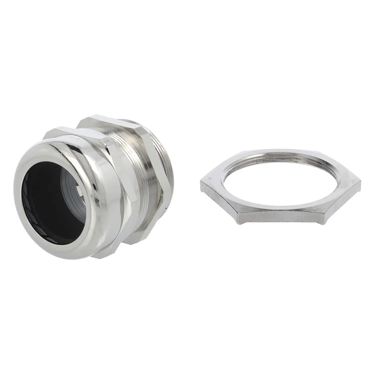 Produktfoto 1 von 59911513K LAPP Verschraubung EMV mit Gegenmutter M50x1,5 Messing (CuZn) vernickelt Gewindelänge 10,0mm