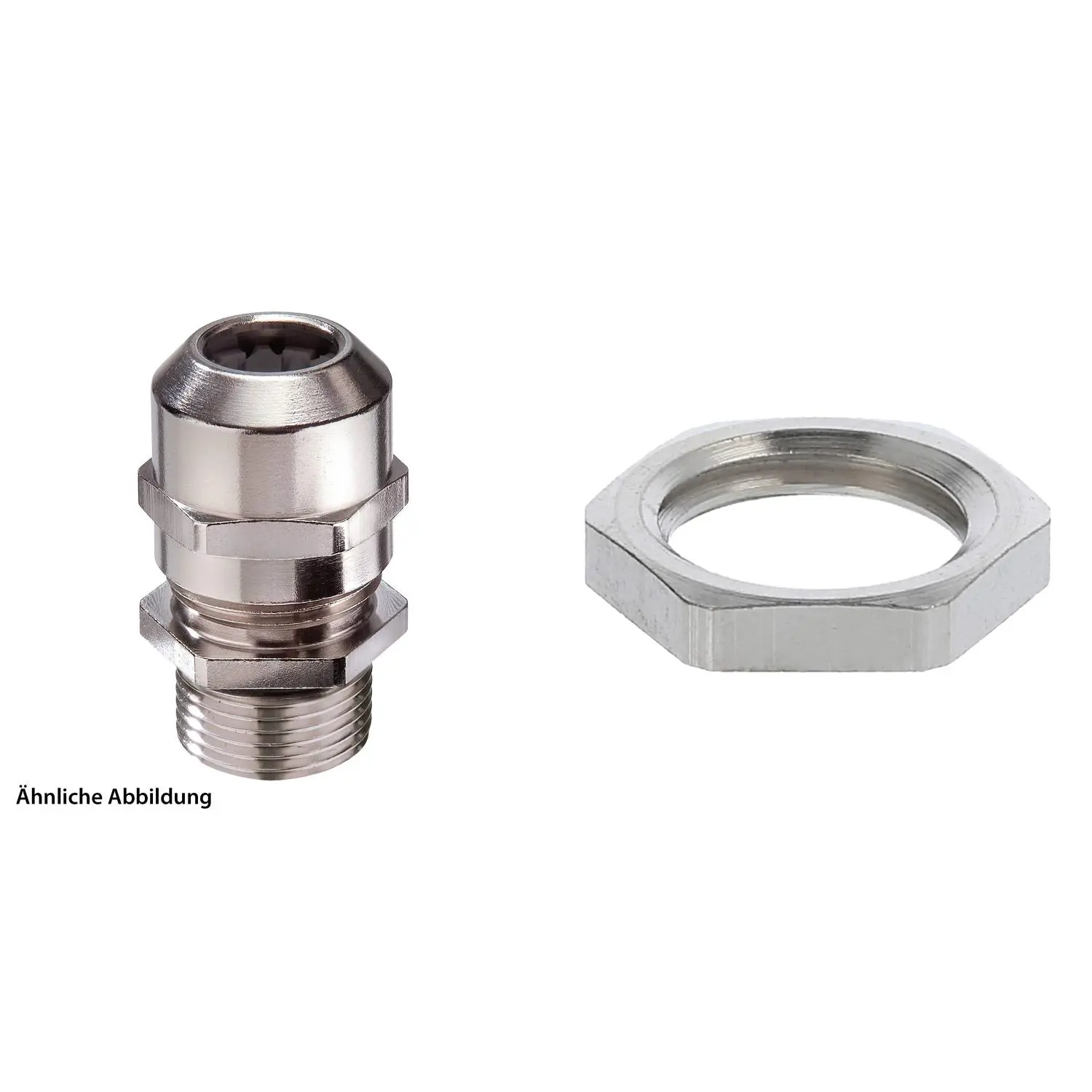 Produktfoto 1 von 59911793K WISKA Verschraubung mit Gegenmutter M12x1,5 lang inkl. O-Ring Messing (CuZn) vernickelt Gewindelänge 12,0mm